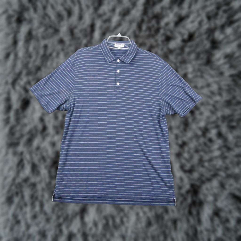 Peter Millar Peter Millar Polo Shirt Mens Size Large Blue White Stripe Stretch Short Sleeve Shirt Mens Regular Polo Shirt Size US L / EU 52-54 / 3 - 1 Thumbnail