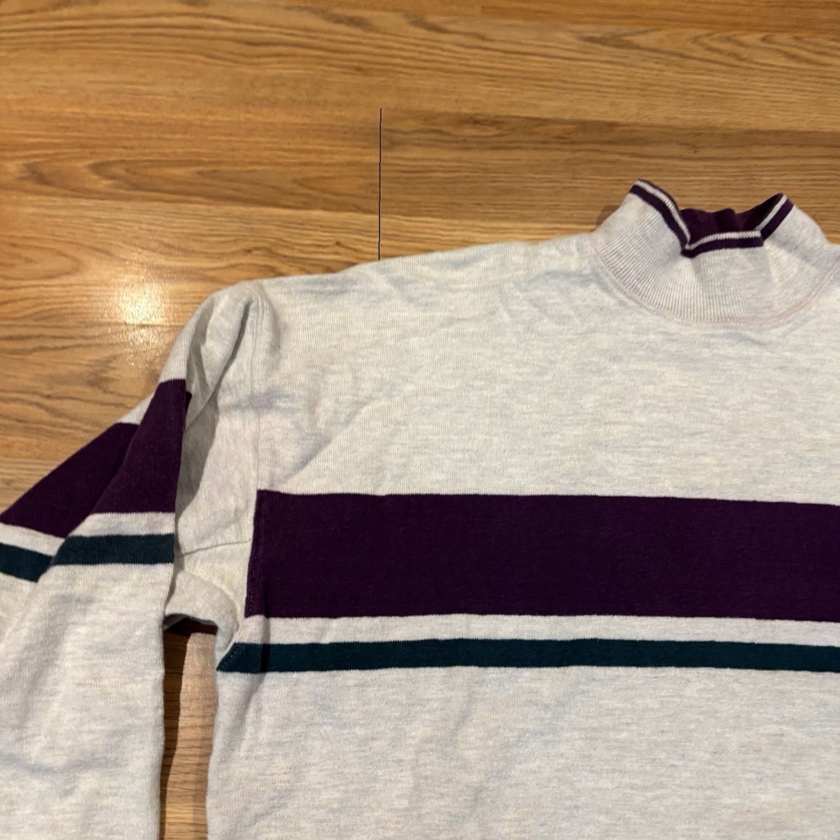Vintage VINTAGE LL Bean Striped Sweatshirt Pullover USA Men’s XL Purple Gray Green Pattern: Solid Long Sleeve Mock Neck Pullover Sweatshirt Size US XL / EU 56 / 4 - 6 Thumbnail