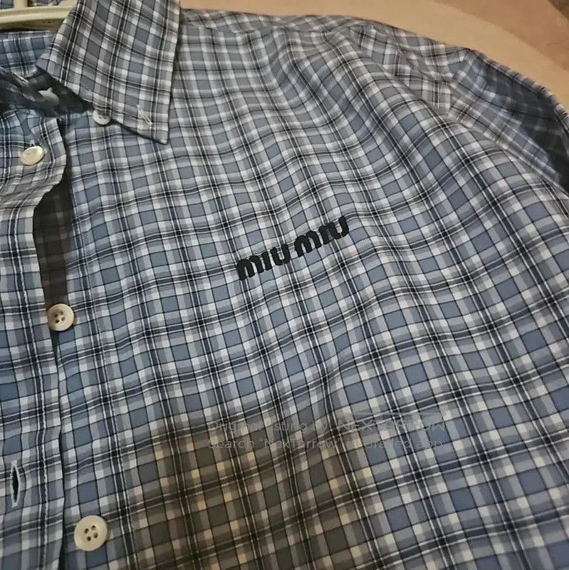 Miu Miu Miu Miu Blue Cotton Long Sleeve Shirt . Size M / US 6-8 / IT 42-44 - 3 Thumbnail