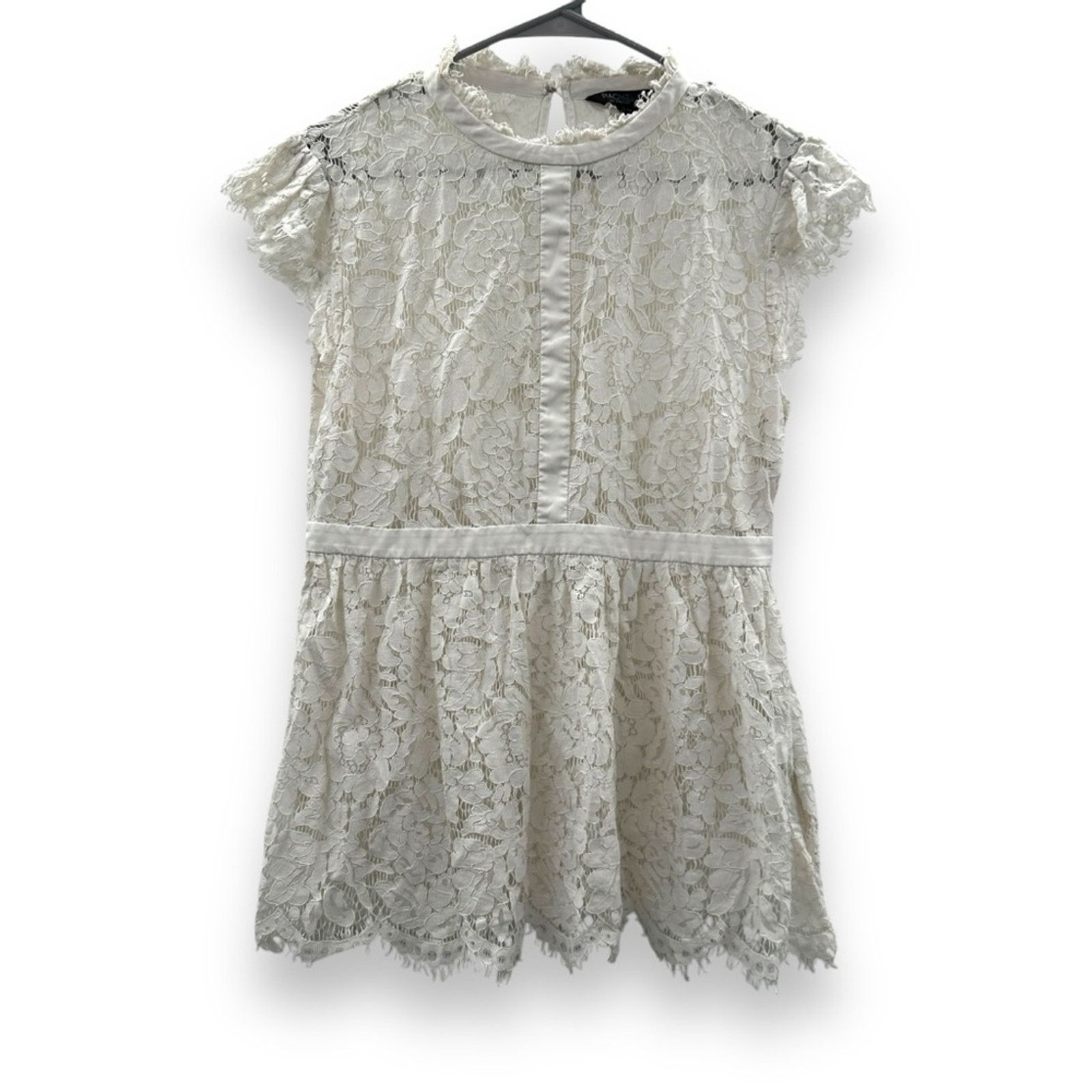 Rachel Zoe RTR Rachel Zoe Jamie White Floral Lace Mock Neck Top Sz 12 Size XL / US 12-14 / IT 48-50 - 2 Thumbnail
