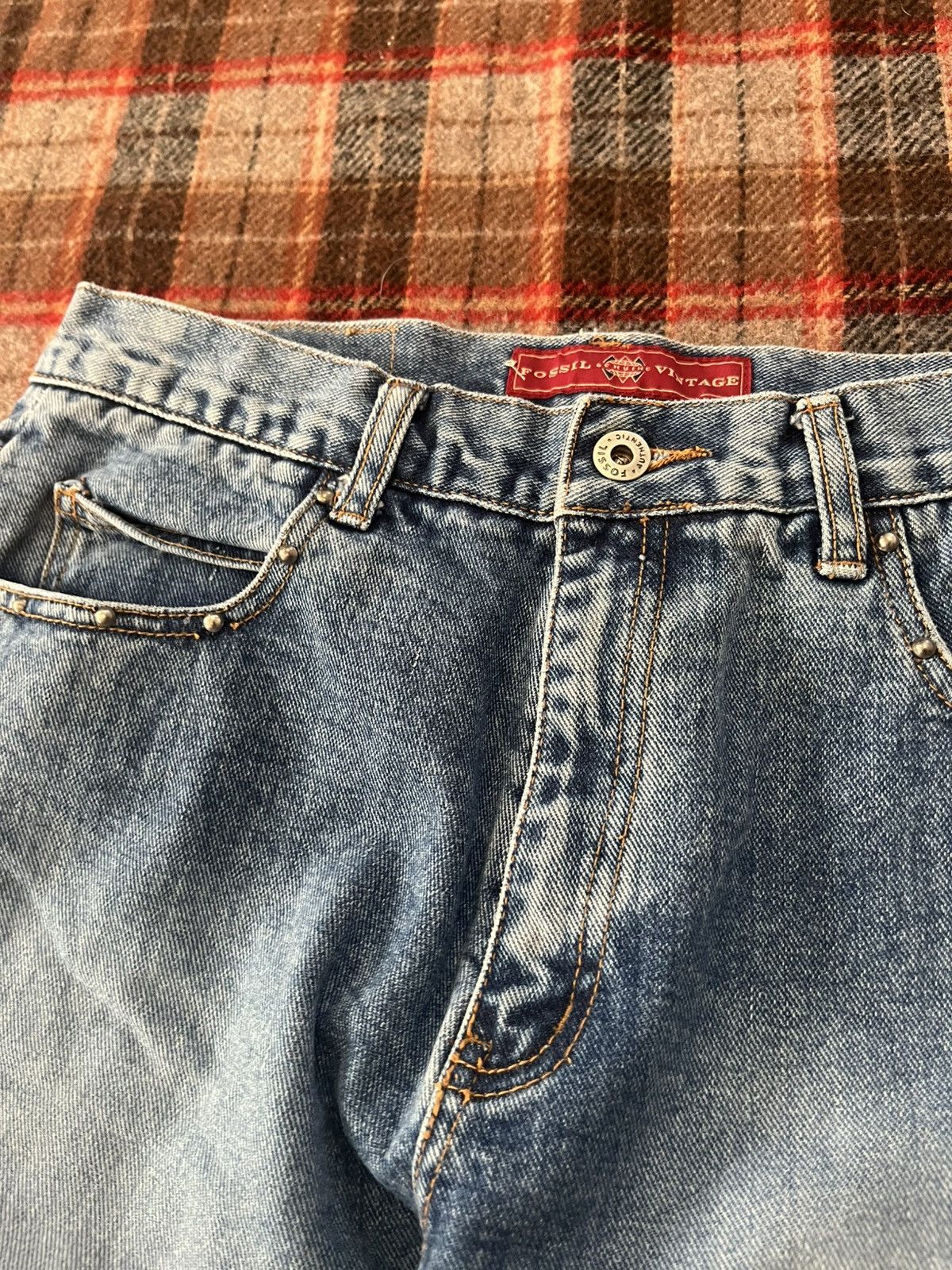 Fossil × Vintage × Von Dutch Vintage Y2K 2000’s Studded flare Fossil denim pants Size 31" - 4 Thumbnail