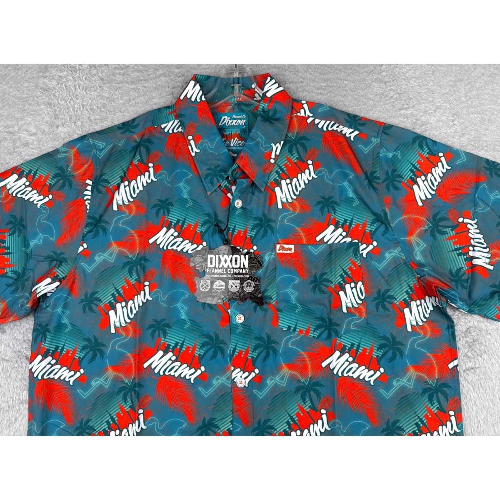 Vintage Dixxon Shirt Men 2XL XXL Red Blue Party Shirt The Vice Miami Flamingo Poly NEW Size US XXL / EU 58 / 5 - 4 Thumbnail