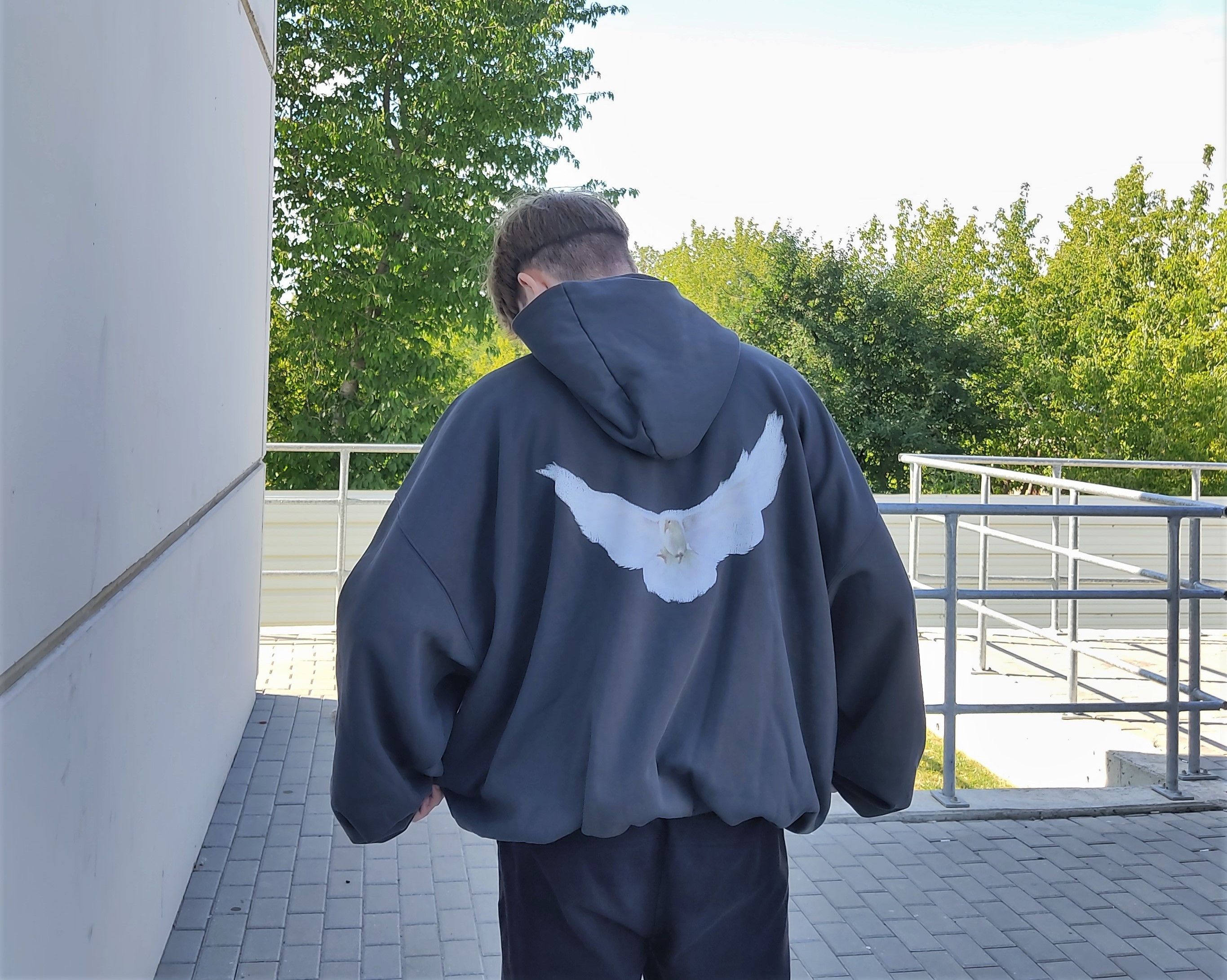 image of Yzy Gap Balenciaga Dove Hoodie in Black, Men's (Size Small)