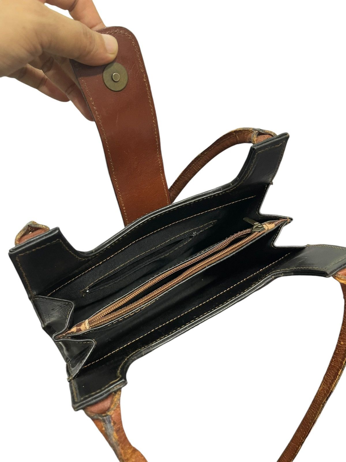 Genuine Leather Full Leather Vtg L’ Artigiano Italy Tote Shoulder Bag 9🟩 Size ONE SIZE - 20 Thumbnail