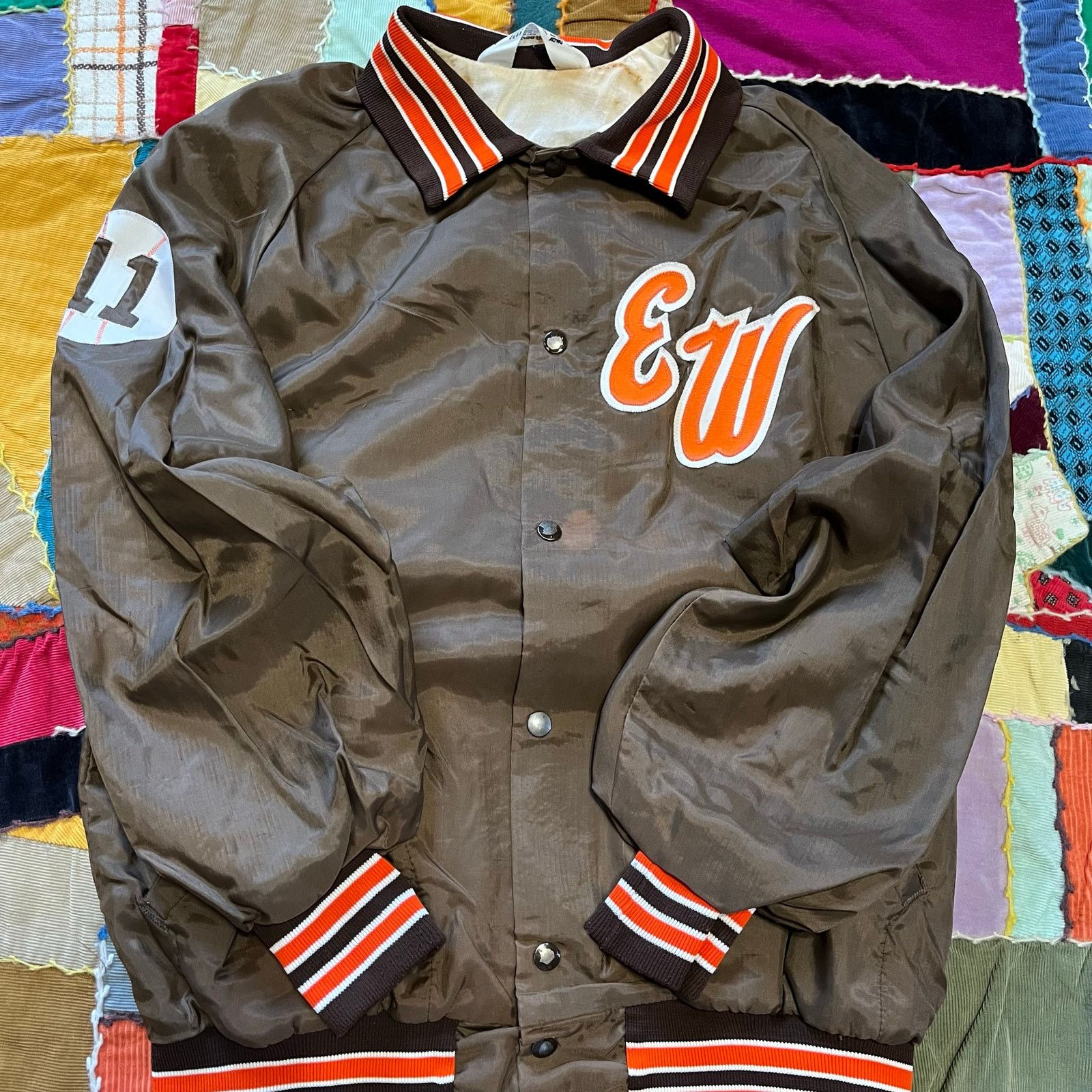 Other Vintage EW Brown/Orange Highschool Varsity Jacket Large / XL Size US XL / EU 56 / 4 - 1 Thumbnail