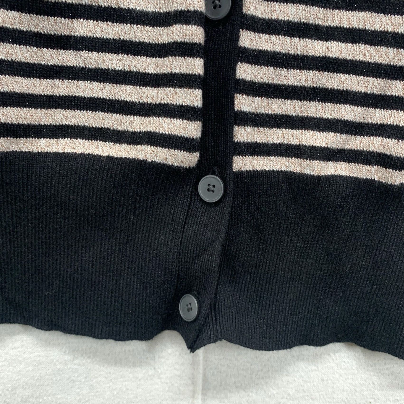 Vintage Lane Bryant Women’s Top Blouse Knit Cardigan Black Stripes Gold Metallic Relaxed 18/20 Casual Formal Party Workwear Size XXL / US 16-18 / IT 52-54 - 6 Thumbnail