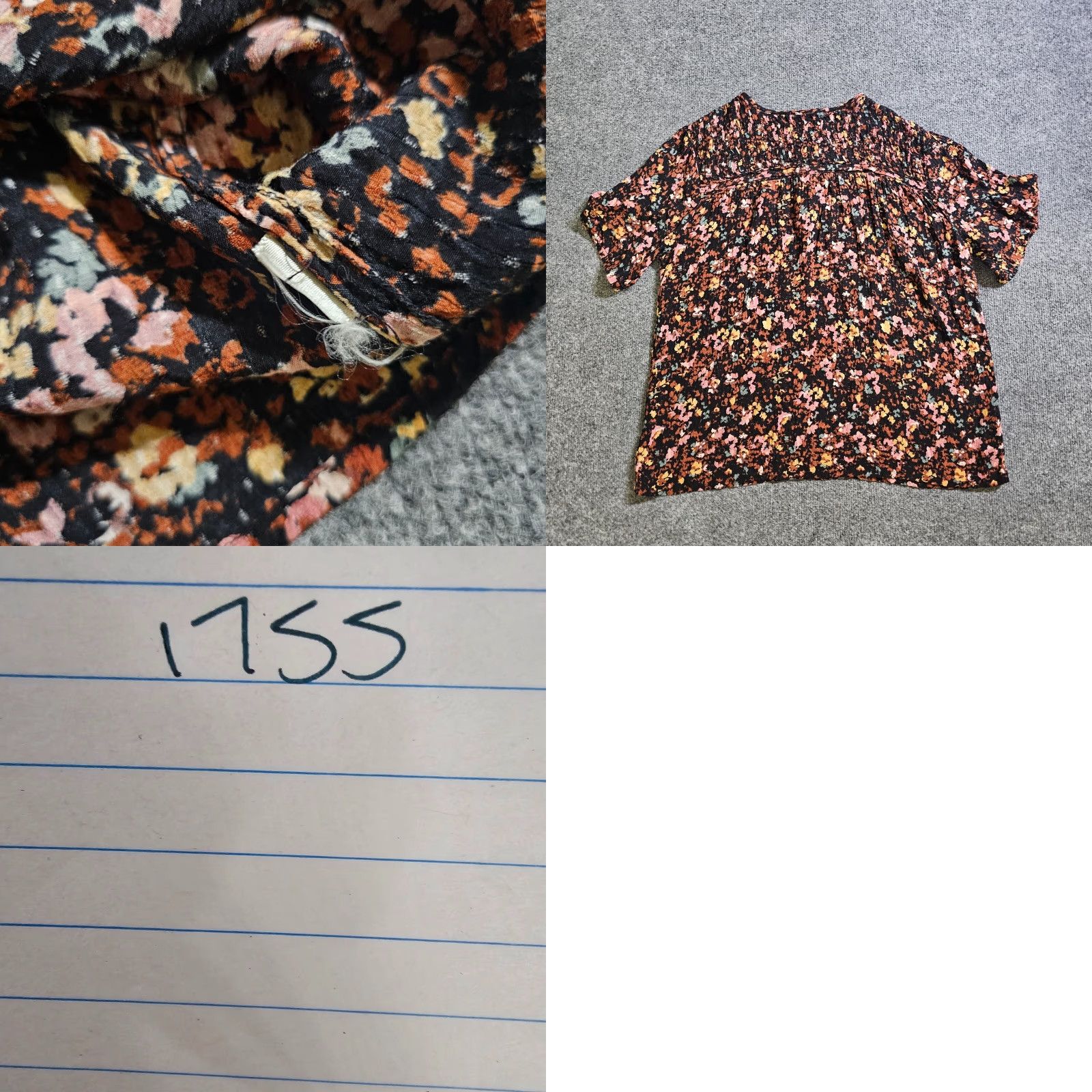 FatFace Fat Face Top Blouse Shirt Womens 14 Black Brown Floral Short Sleeve Classic Casual Size XL / US 12-14 / IT 48-50 - 8 Thumbnail