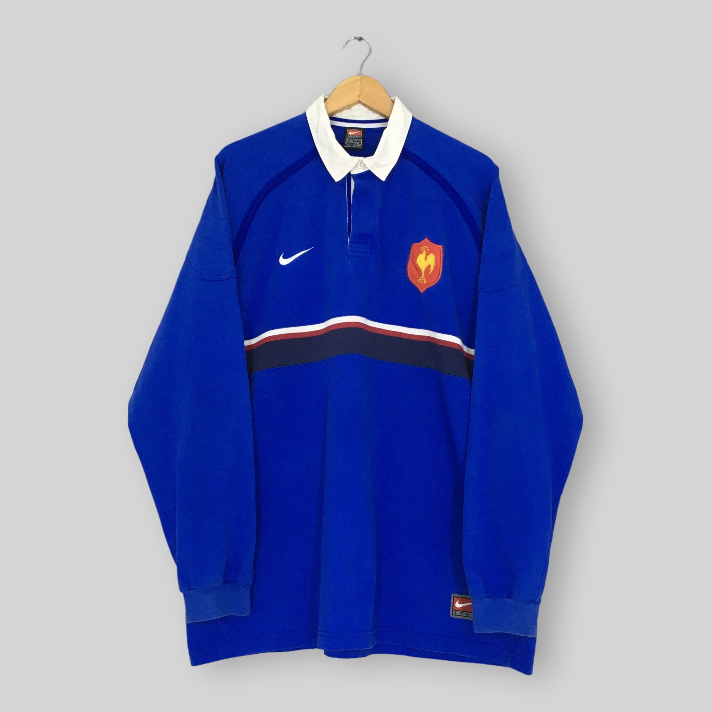 Nike Vintage Nike France Home Rugby Polo Shirt XXLarge Size US XXL / EU 58 / 5 - 1 Thumbnail