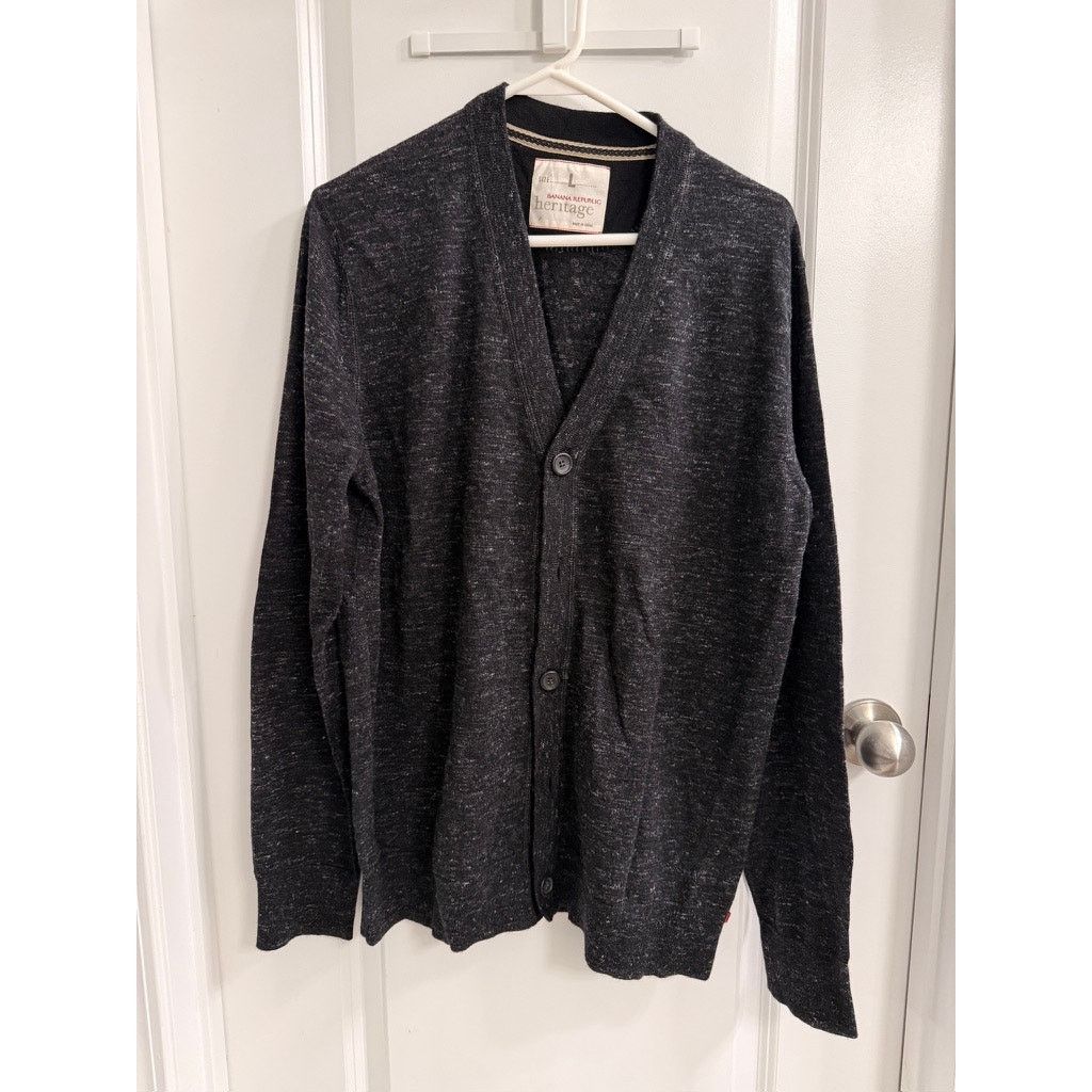 Banana Republic Banana Republic Cardigan harcoal Leather Elbow Patch Size US L / EU 52-54 / 3 - 1 Thumbnail