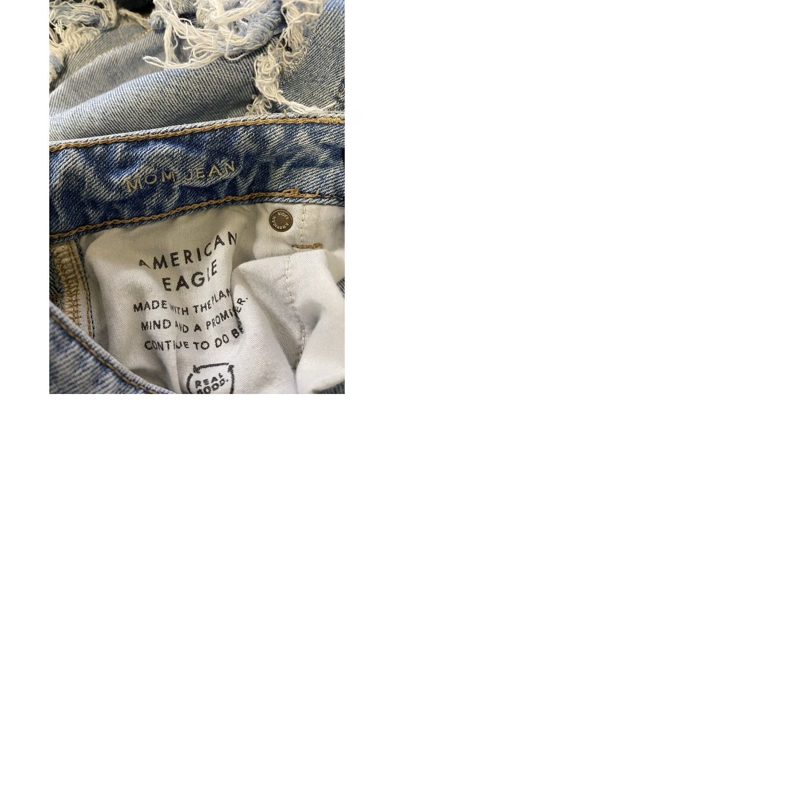 American Eagle Outfitters VINTAGE American Eagle Womens Mom Jeans 0 Short Destroyed Denim High Rise Stretch Size 25" / US 0 / IT 36 - 9 Thumbnail