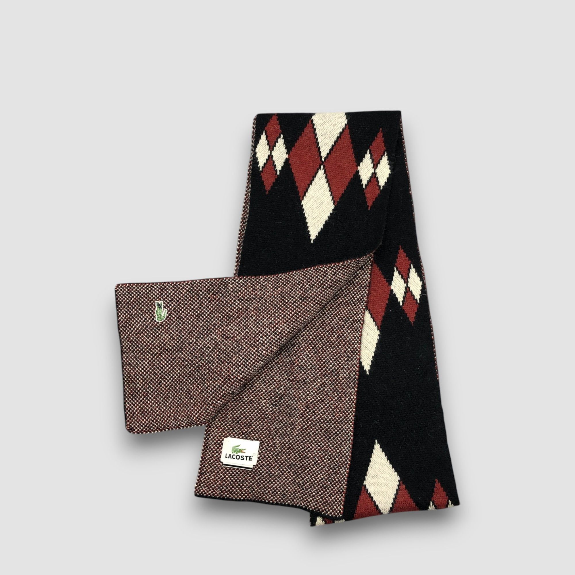 Lacoste Vintage Lacoste Scarf Muffler Argyle Wool Cashmere Scarves Size ONE SIZE - 4 Thumbnail