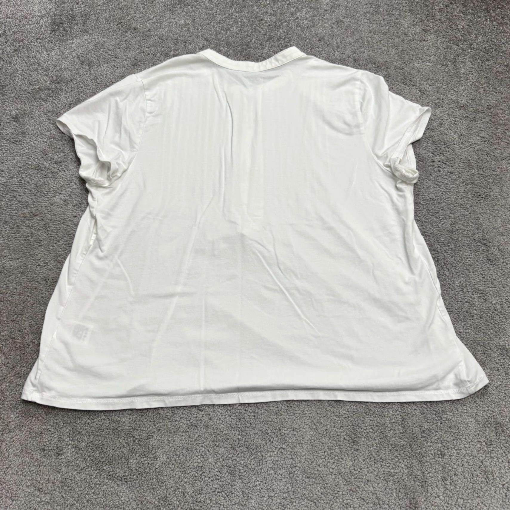 Lands' End Lands' End Blouse Shirt Women Large White Cotton Blend Short Sleeve Henley Pleated Casual Tops Size L / US 10 / IT 46 - 2 Thumbnail