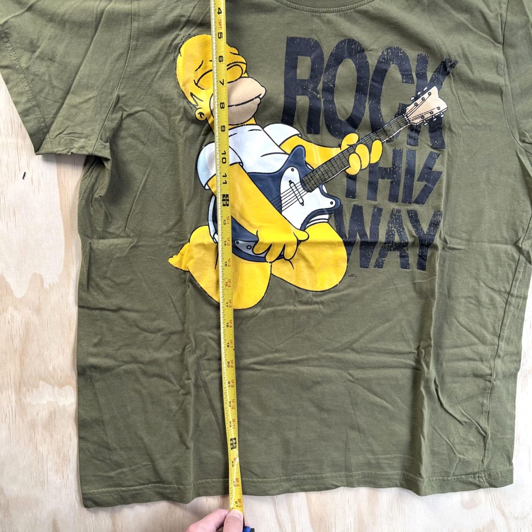 Vintage The Simpsons Shirt Mens XL Green Homer Rock This Way Graphic T-Shirt Size US XL / EU 56 / 4 - 3 Thumbnail