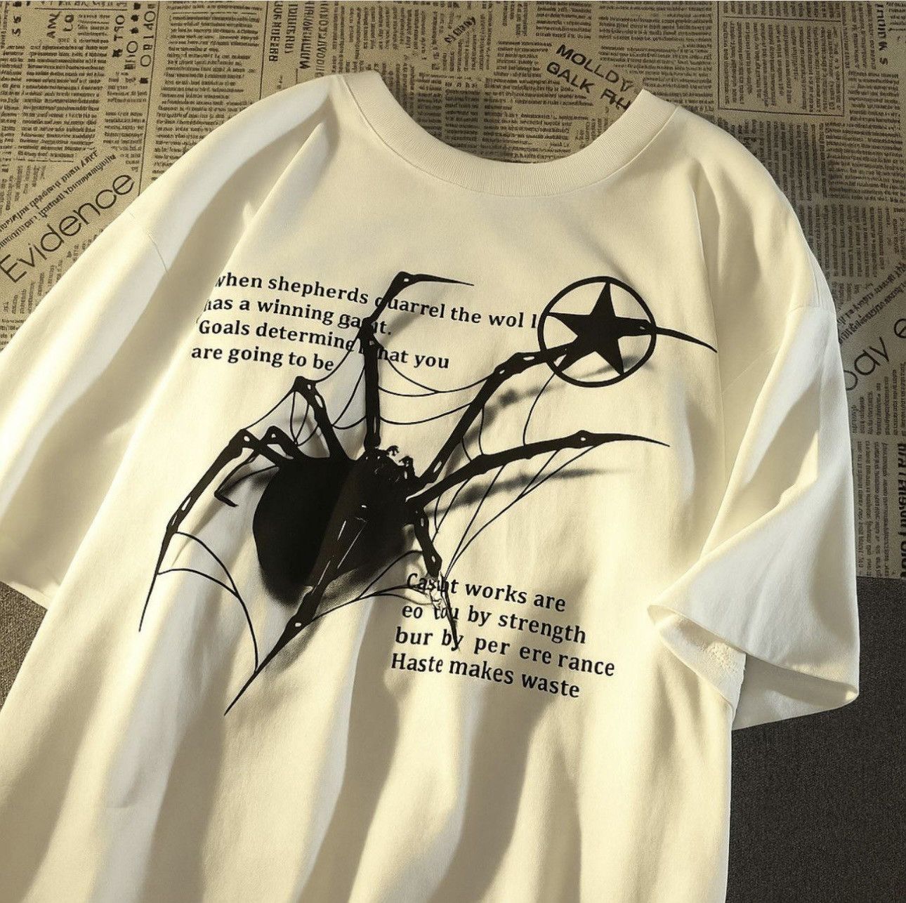 Other White Shirt with Black Letter and Black Spider Size US L / EU 52-54 / 3 - 2 Thumbnail