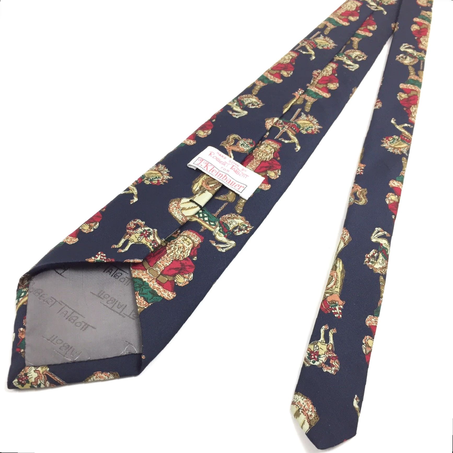 Robert Talbott VINTAGE Robert Talbott Necktie Hand Sewn 100% Silk Blue Santa Claus Tie Men 57" 3.25" Santa Claus Novelty Pattern Size ONE SIZE - 4 Thumbnail