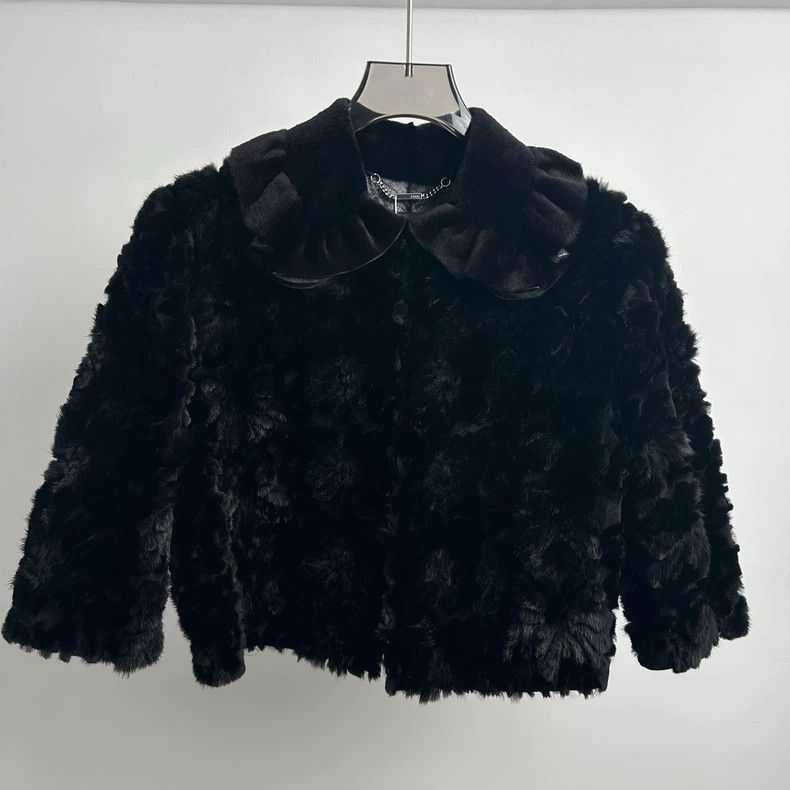 Fendi Black Mink Fur Collar Coat - dmc