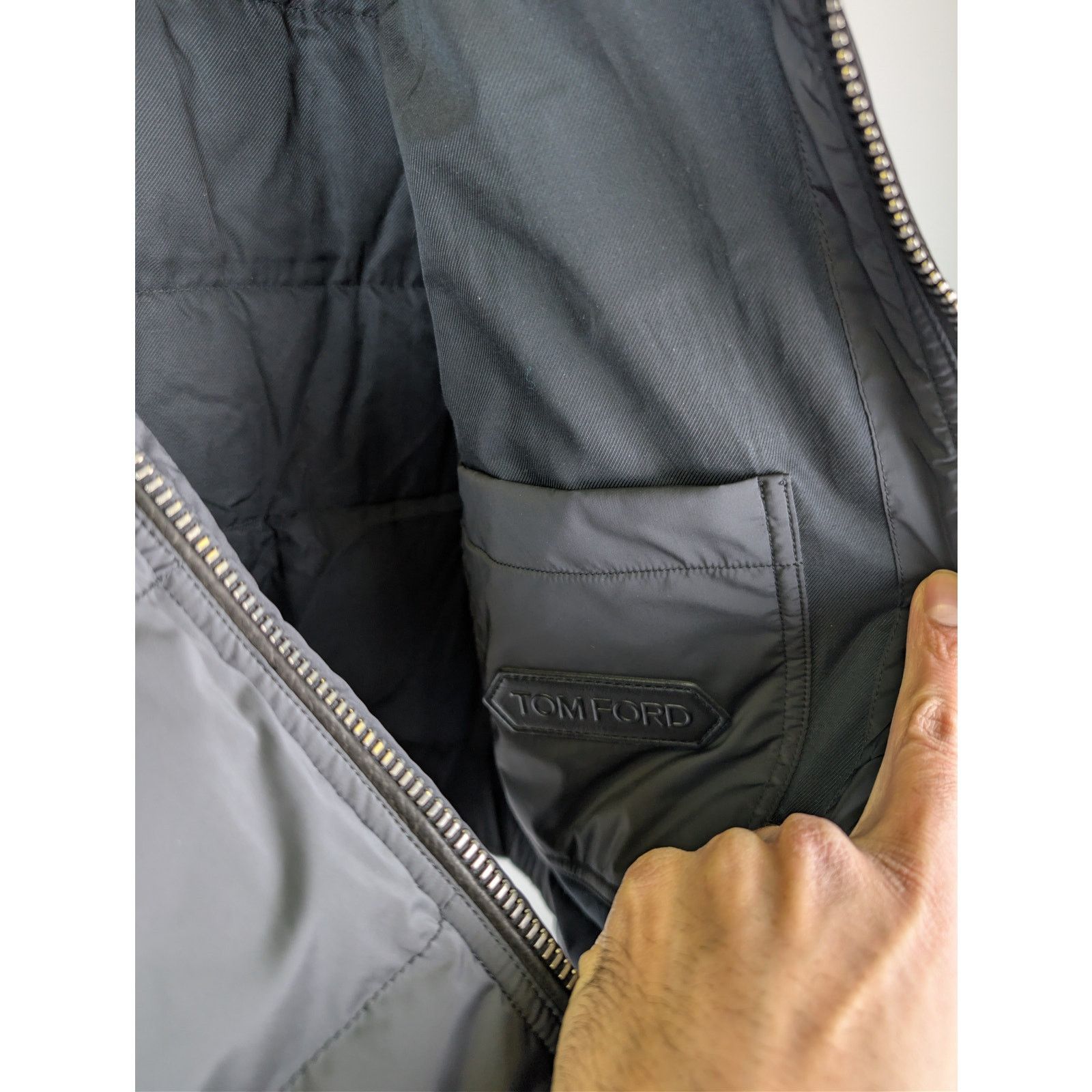 Tom Ford o1rshd1 CC20 Fit Leather-Trimmed Quilted Shell Down Jacket Size US M / EU 48-50 / 2 - 9 Thumbnail