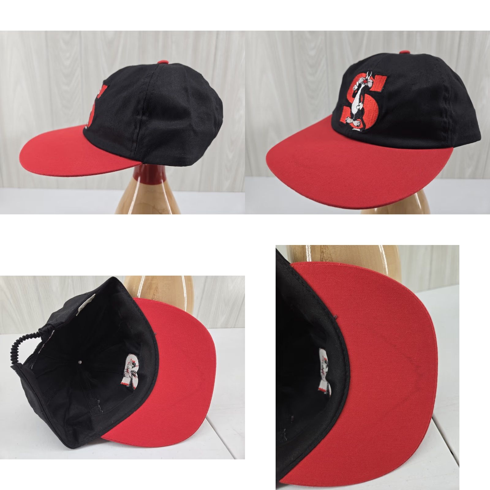 Vintage VINTAGE Looney Tunes Sylvester Black & Red Baseball Cap Men Adjustable Canvas Cap 1993 90s Cartoon USA Size ONE SIZE - 9 Thumbnail