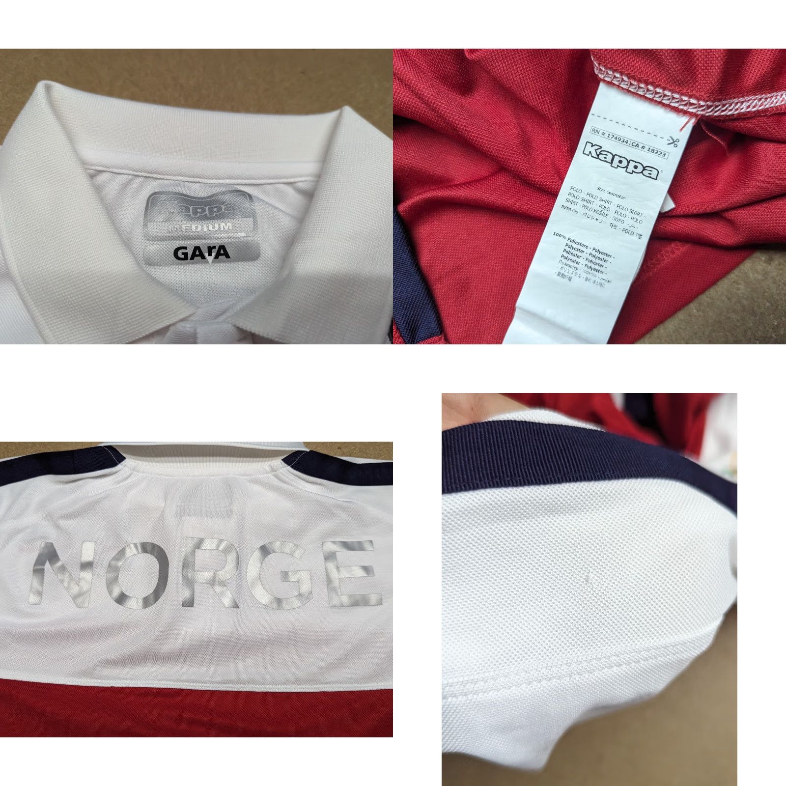 Kappa Kappa GARA Norge Norway Olympic Logo Polo Shirt Men's M Red White Polo Shirt T-Shirt Mens Size US M / EU 48-50 / 2 - 8 Thumbnail