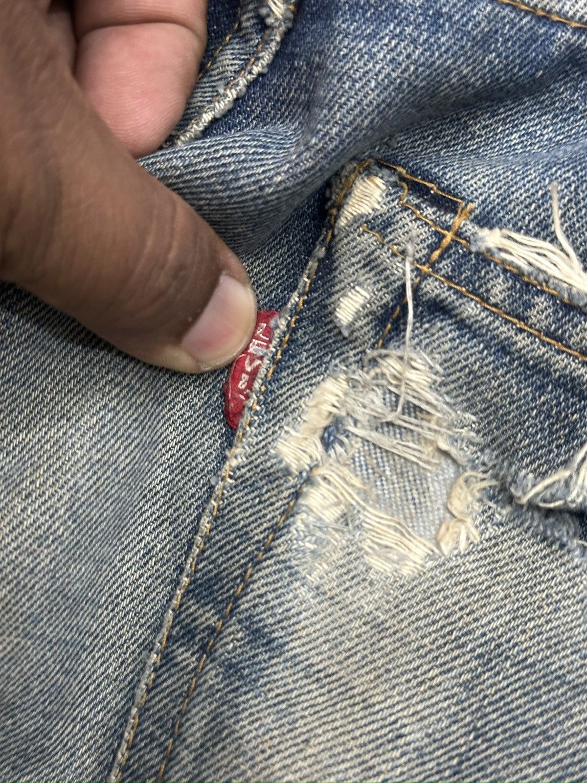 Levi's × Levi's Vintage Clothing Vintage Levis Redline Selvedge Custom Repaired Sashiko Boro Size US 30 / EU 46 - 12 Thumbnail