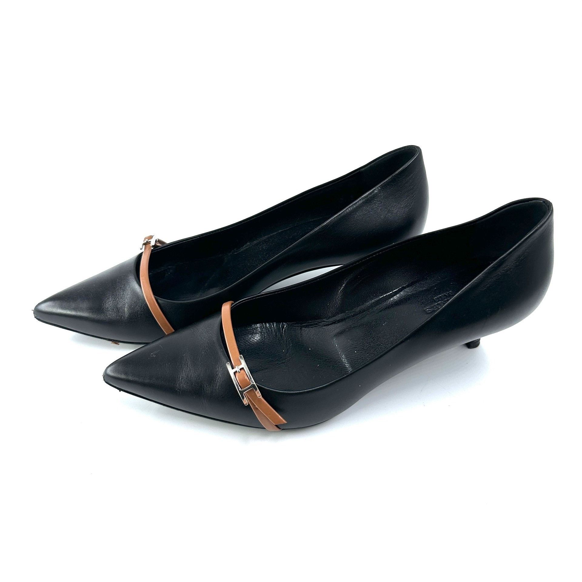 Hermes Hermes Black H-buckle Pointed Toe Heels Size US 6.5 / IT 36.5 - 1 Thumbnail