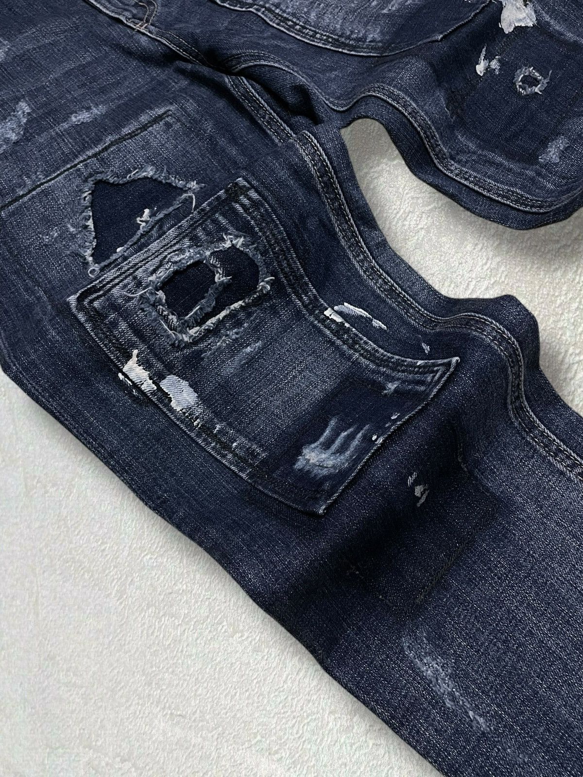 Japanese Brand Vintage 1990s Japan Bit Blue Distressed Patchwork Denim Size US 29 - 7 Thumbnail