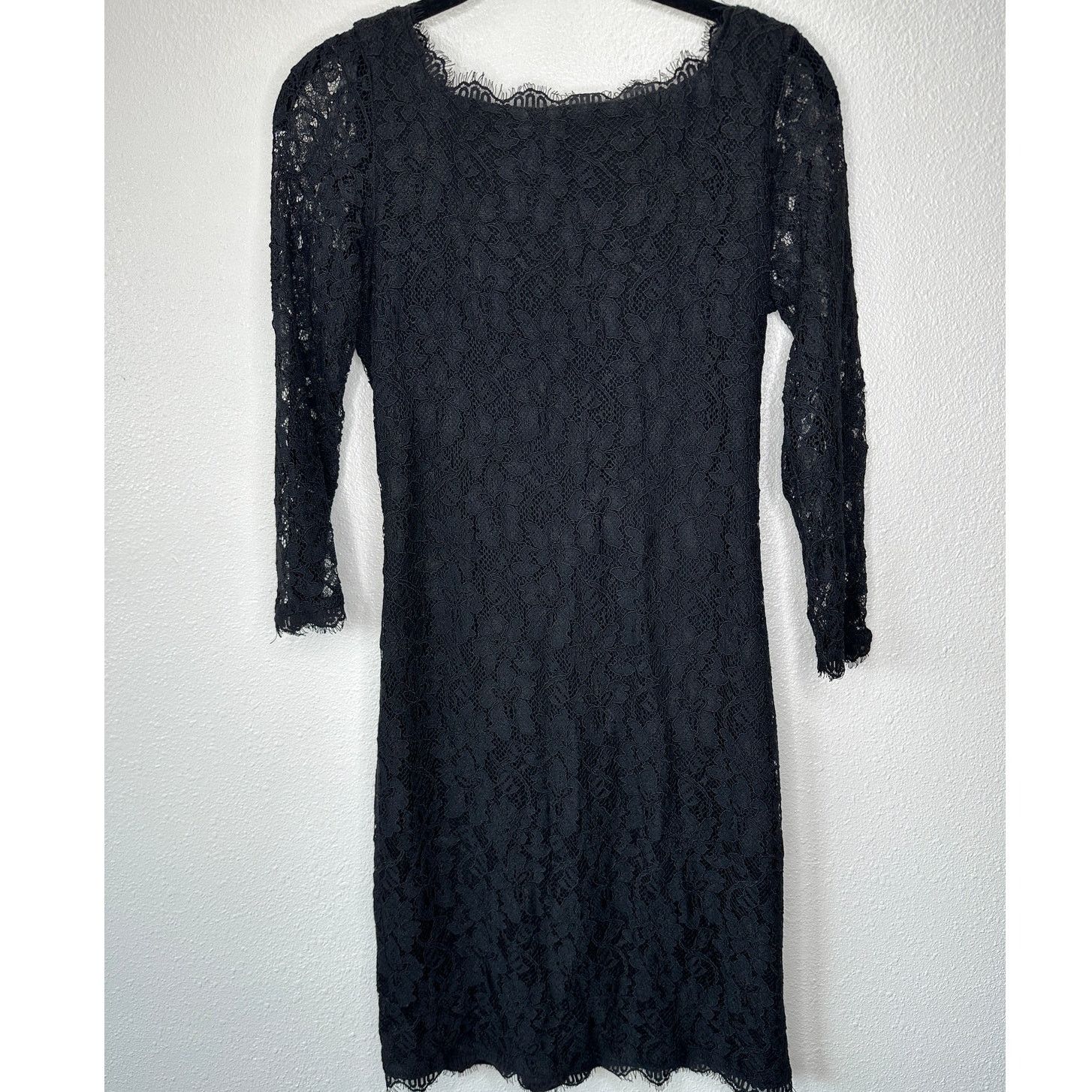 Diane von Furstenberg Black Zarita Stretch Lace Shift Dress