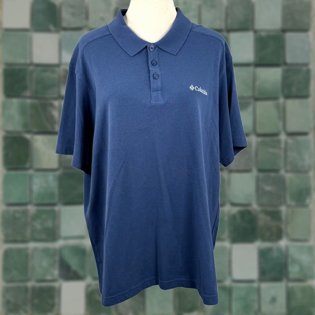 Vintage Columbia Polo Shirt Blue Omni-Wick Short Sleeve Hiking Golf Activewear Mens XXL Big 2X Regular Size US XXL / EU 58 / 5 - 1 Thumbnail