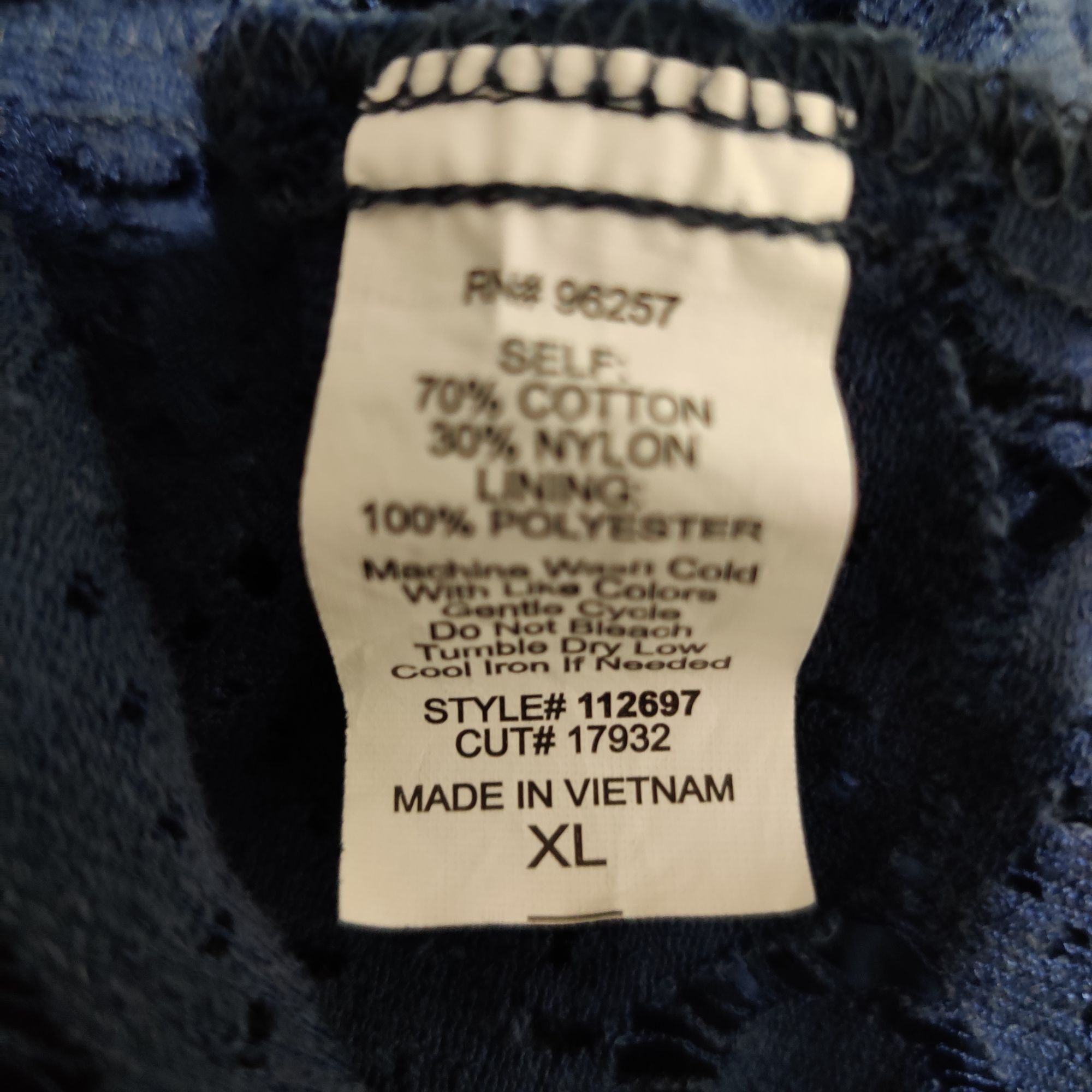 Other Per Seption Concept XL Navy Blue Lace Crochet Open Back Blou Size XL / US 12-14 / IT 48-50 - 6 Thumbnail
