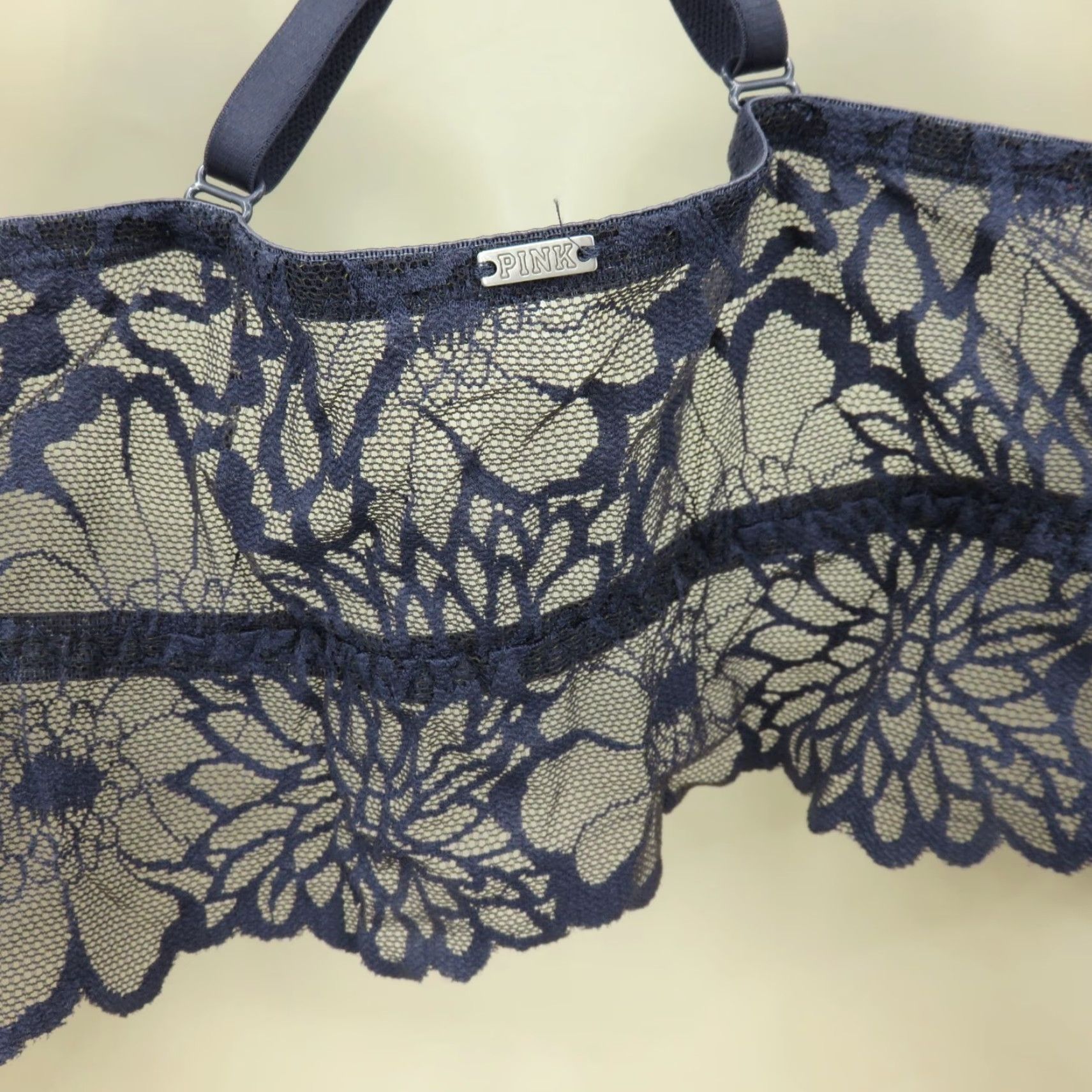 Victoria's Secret PINK Victoria's Secret Bralette Women Large Lace Wireless Unlined Blue Gray Size ONE SIZE - 7 Thumbnail