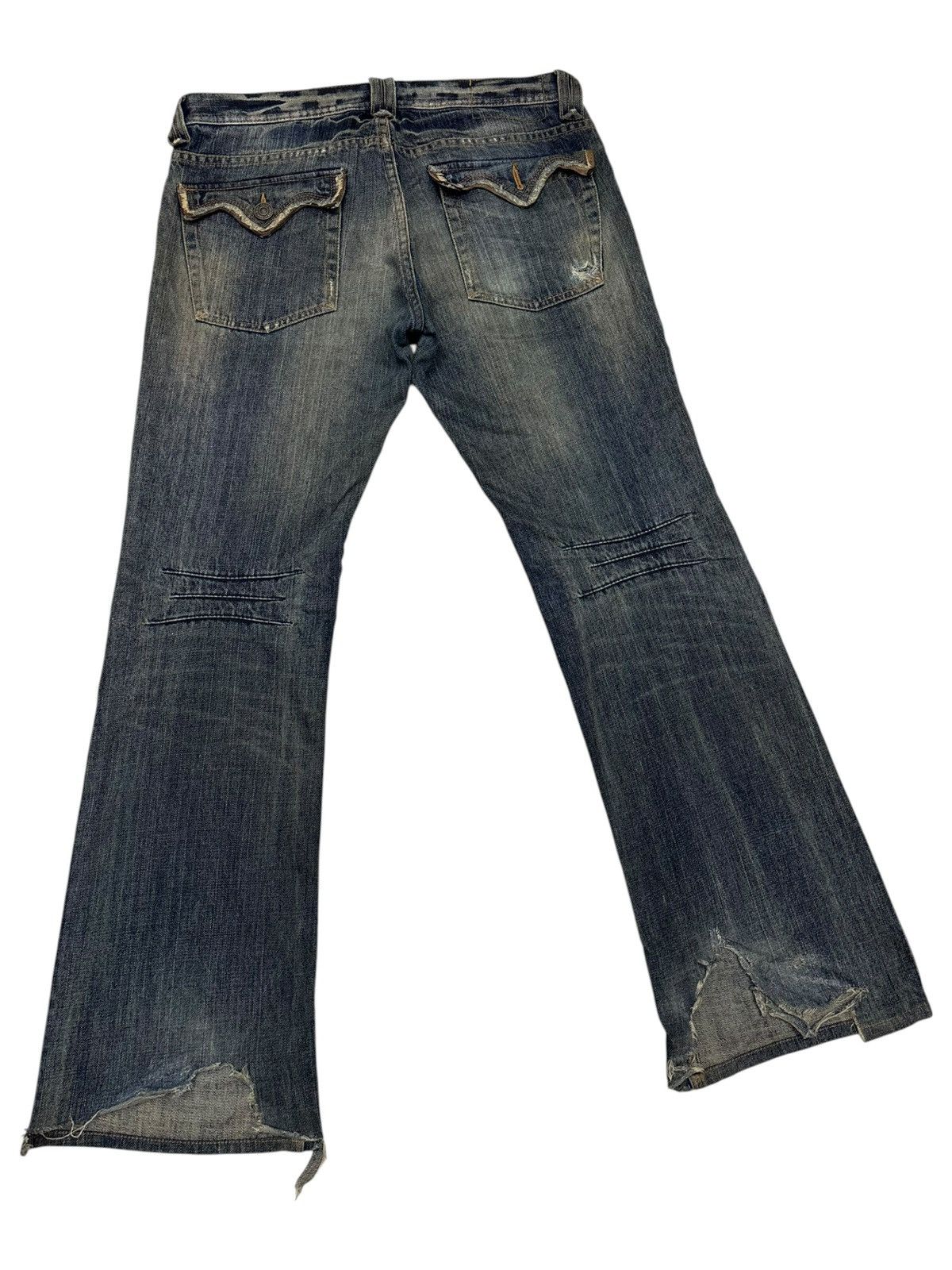 Tornado Mart Flare Jeans EDGE RUPERT Japan Mud Wash Distressed Denim Jean Size US 34 / EU 50 - 4 Thumbnail