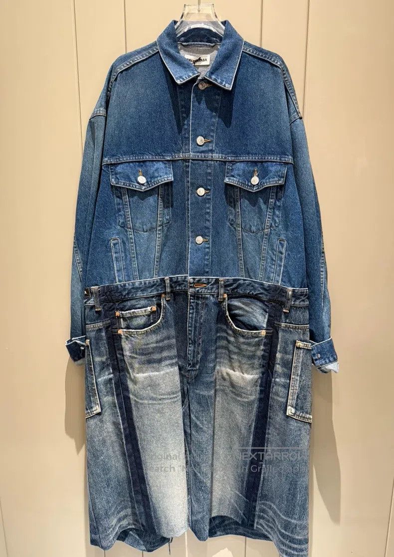 Balenciaga Balenciaga Denim Patchwork Long Sleeve Dress Size XS / US 0-2 / IT 36-38 - 4 Thumbnail