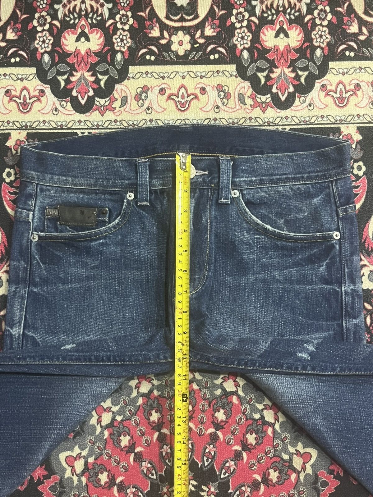 Armani Exchange Vintage Armani Exchange Blue Washed Fringe Straight Leg Jean Size US 31 - 10 Thumbnail