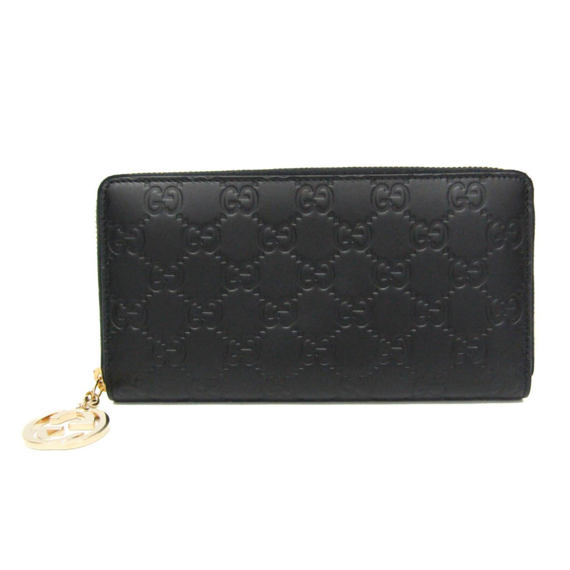 Gucci Gucci Guccissima Interlocking G Round Zipper Long Wallet 409342 Women's Leather Long Wallet (bi-fold) Black Size ONE SIZE - 1 Thumbnail