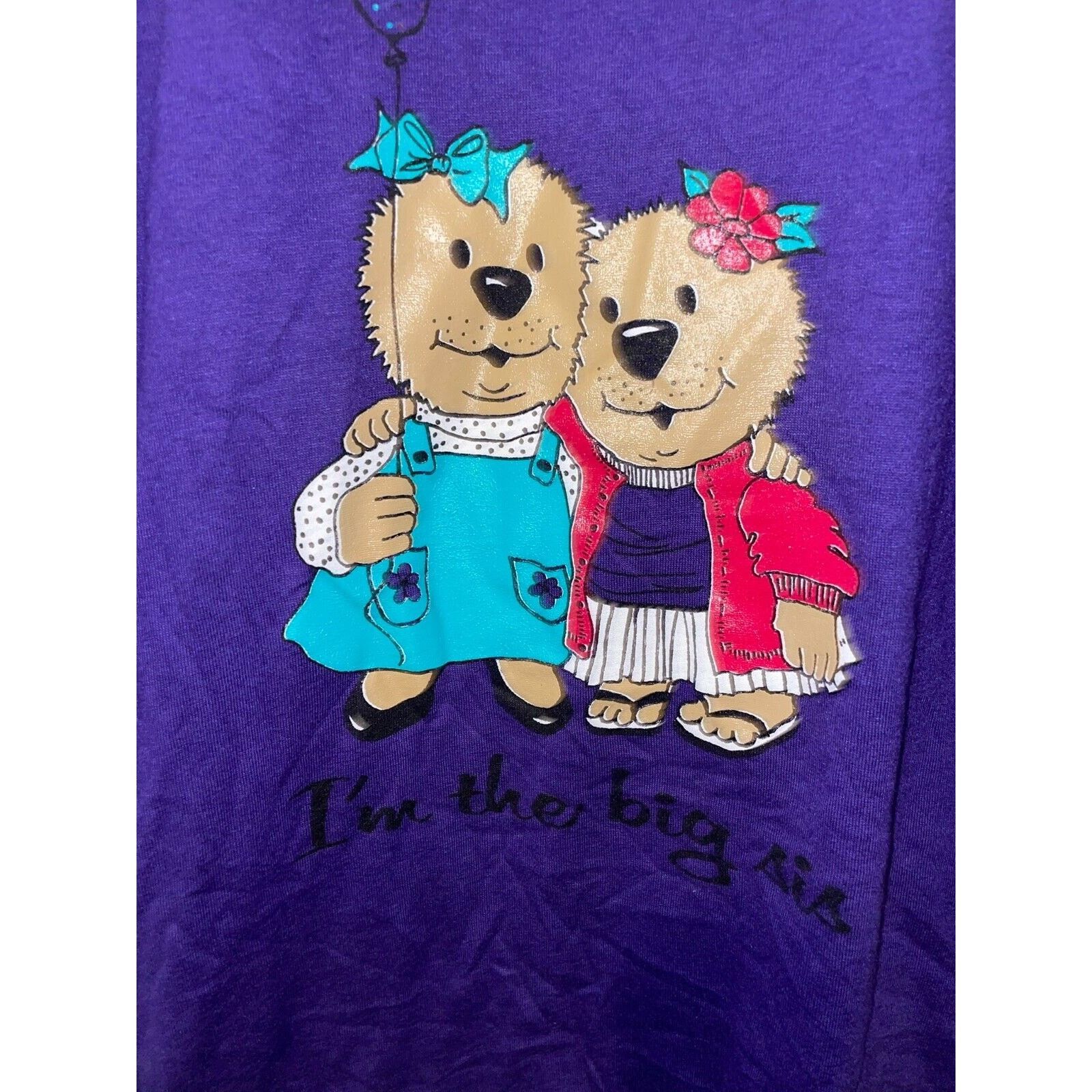 Jerzees Vintage Big Sister Shirt Tee I'm The Sis College Bears 1980s Size US L / EU 52-54 / 3 - 2 Thumbnail