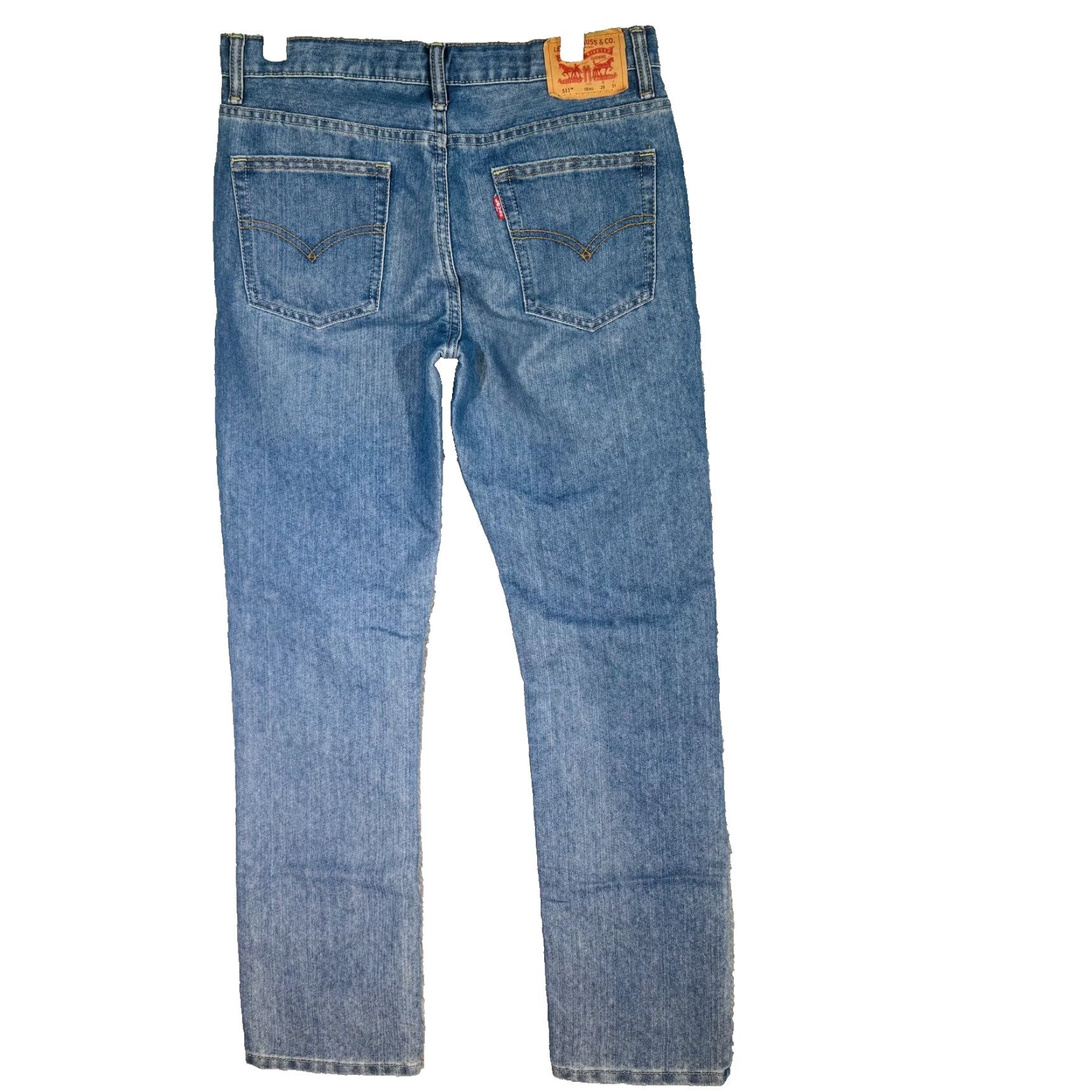 Levi's Levi's 511 Slim Jeans Mens 29x31 Blue Light Wash Tapered Mid Rise Denim Zip Size US 29 - 2 Thumbnail