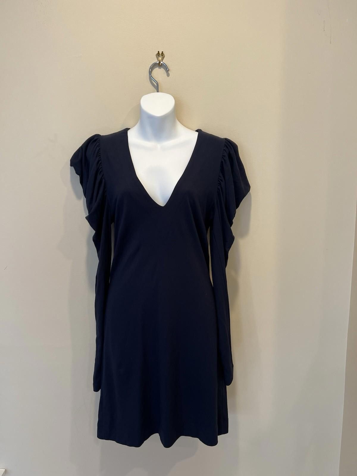 French Connection French Connection Navy SemiFlared Dress Ruched Sleeves Small Size S / US 4 / IT 40 - 1 Thumbnail
