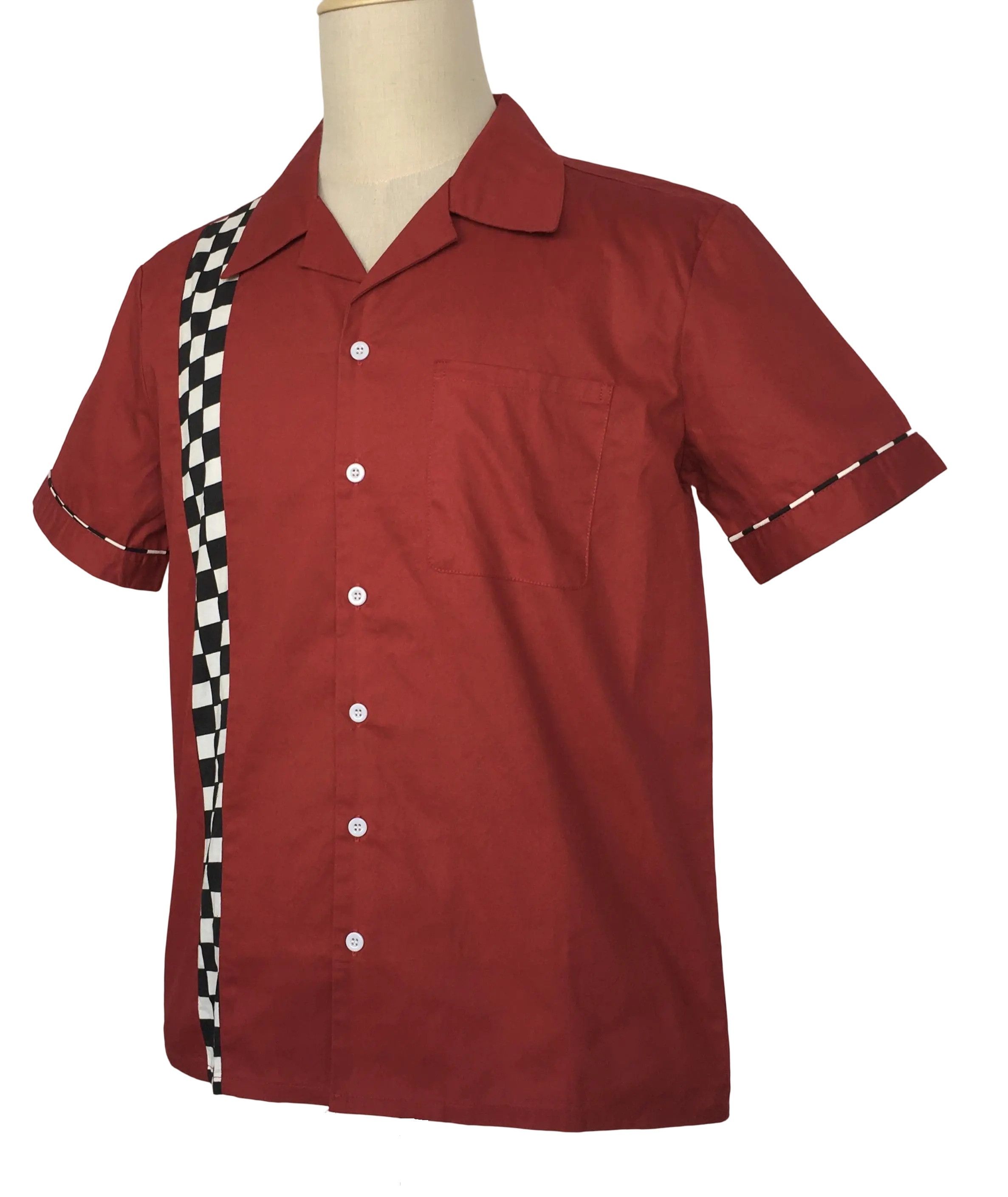 Other Mosaic Panel,Bowling Shirts,Retro Style,Men Shirts Red Size US XL / EU 56 / 4 - 2 Thumbnail