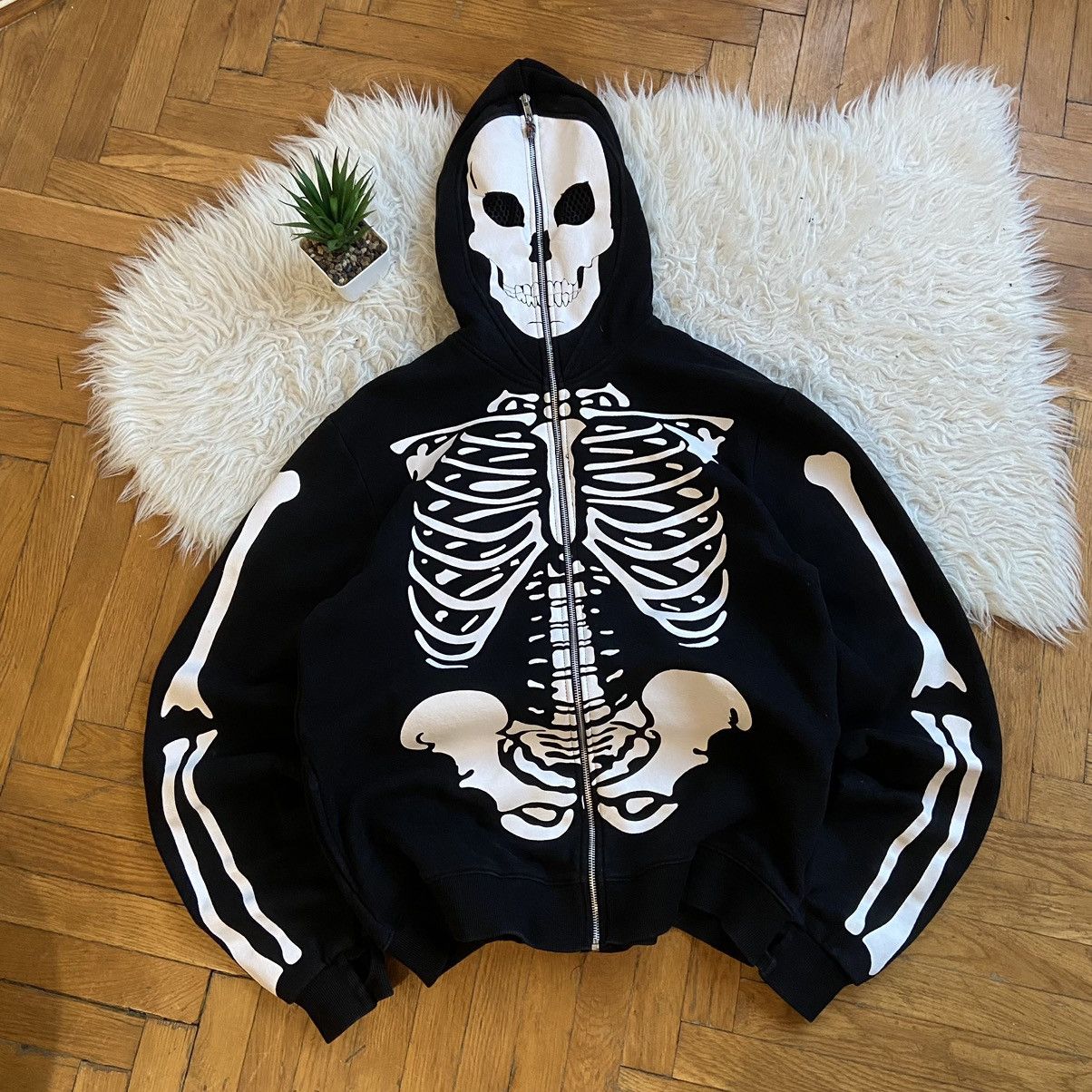 Japanese Brand 📌 Vintage Living Dead Souls Skeleton Full Zip Hoodie Size US XL / EU 56 / 4 - 2 Thumbnail