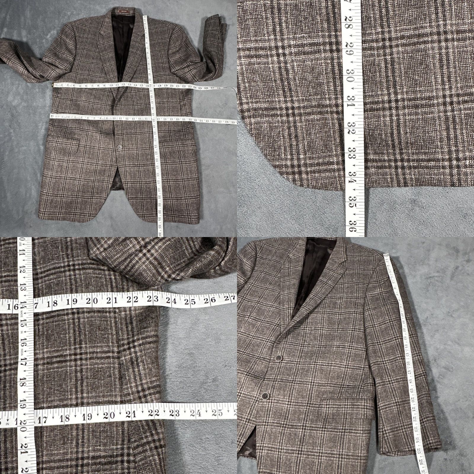 Peter Millar VINTAGE Peter Millar Blazer Mens 46 Gray Plaid Wool Tweed Sport Coat Jacket Canada Mens 46 Gray Plaid Tweed Wool Sport Coat Jacket Size 46R - 8 Thumbnail