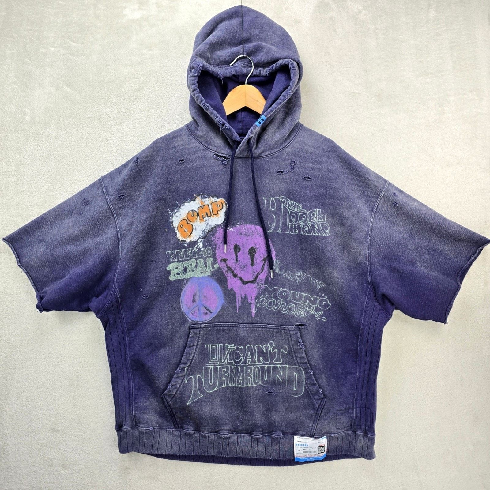 Maison MIHARA YASUHIRO Maison Mihara Yasuhiro Short Sleeve Hoodie 52 XL Distressed Size US XL / EU 56 / 4 - 1 Thumbnail