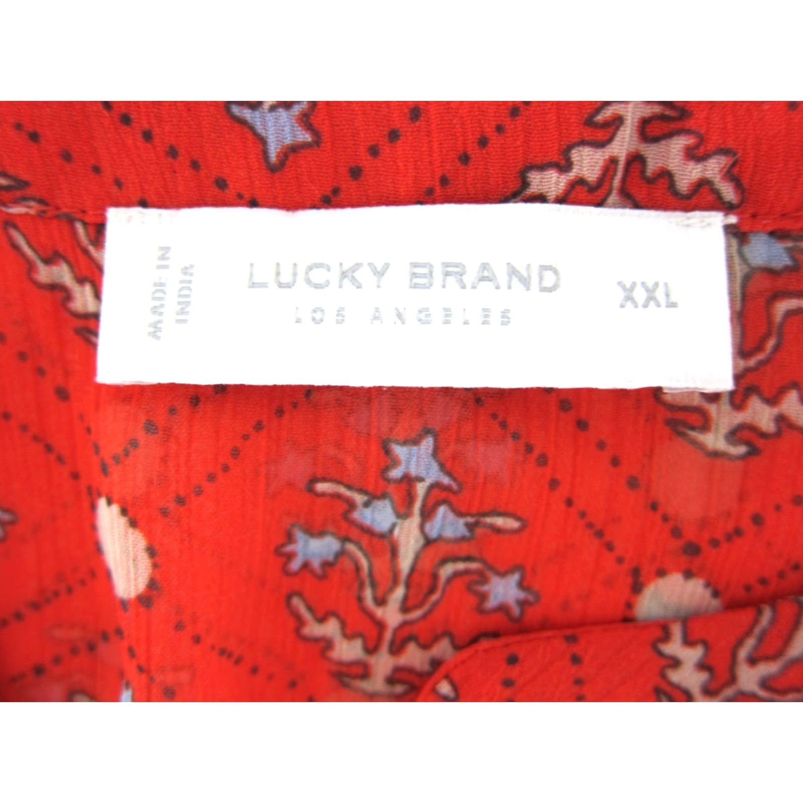 Lucky Brand Lucky Brand Blouse Tunic XXl Red Floral Paisley Long Sleeve Women Size XXL / US 16-18 / IT 52-54 - 3 Thumbnail