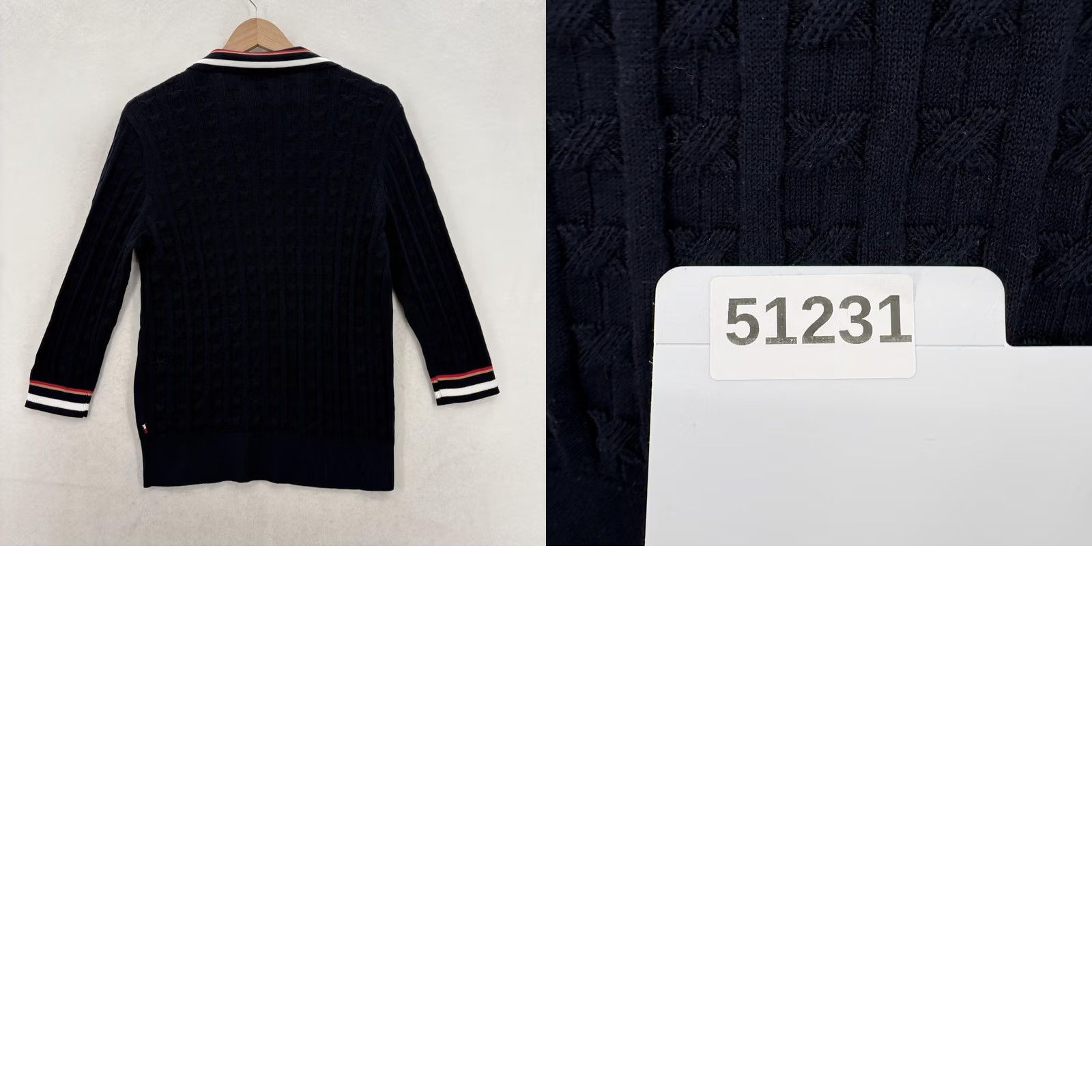 Tommy Hilfiger Tommy Hilfiger WW Johnny Sweater Womens M Blue Cable Knit V Neck 3/4 Sleeve NWT Size M / US 6-8 / IT 42-44 - 9 Thumbnail