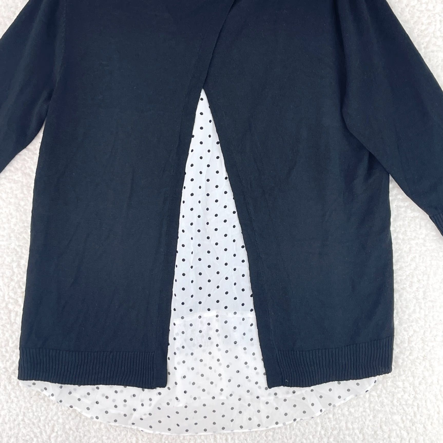 Vintage Roz & Ali Black Layered Long Sleeve Knit Shirt Womens Crew Neck Pullover Size 1X Size XL / US 12-14 / IT 48-50 - 4 Thumbnail