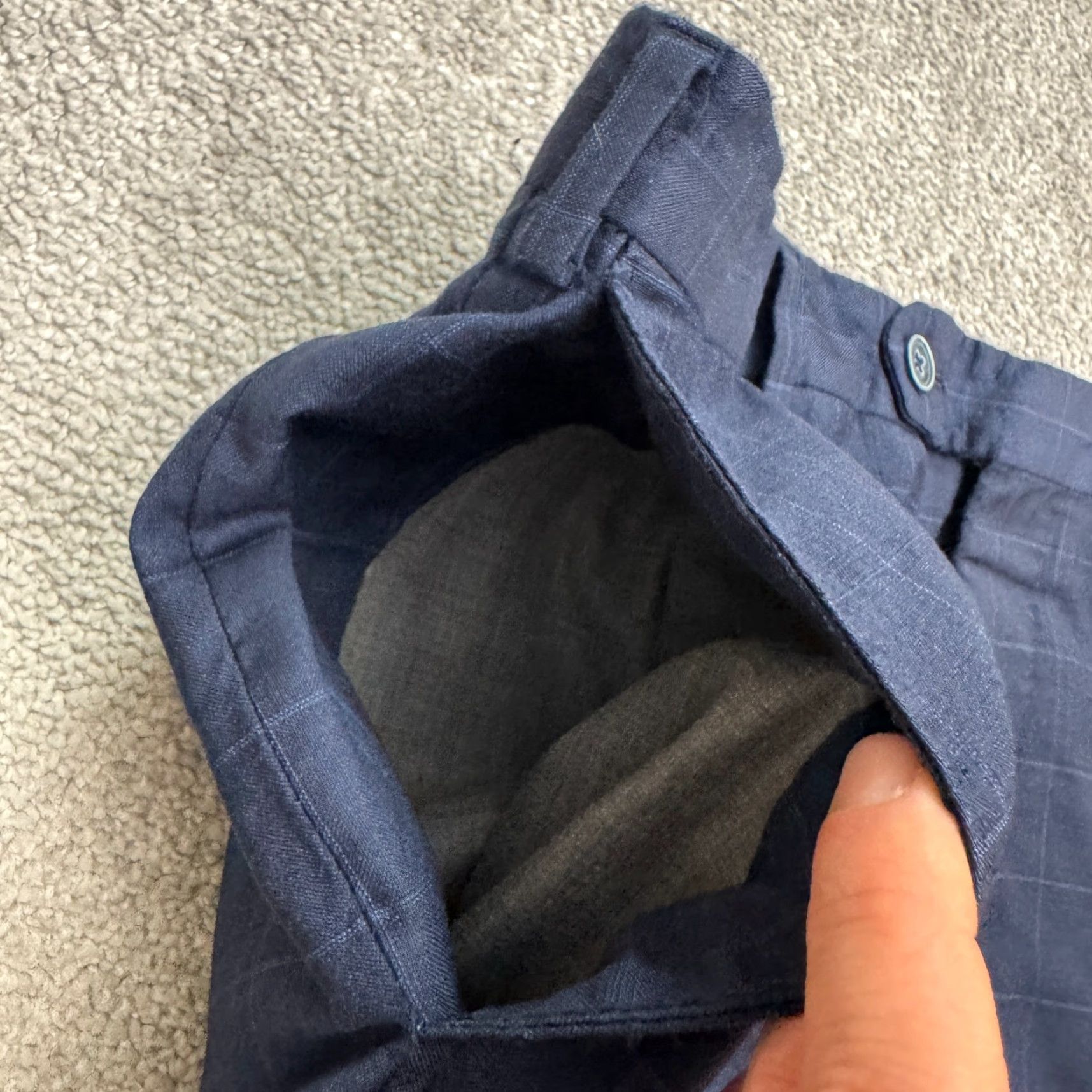 Vintage J. Hillburn Piana Super 170s Wool Silk 600 Dress Pants Men 34x28 Blue Windowpane Size US 34 / EU 50 - 3 Thumbnail