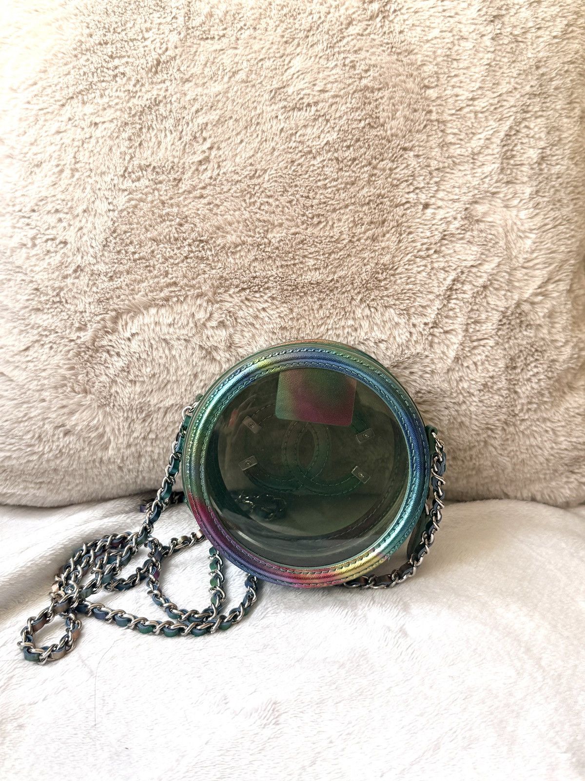 Chanel CHANEL PVC Lambskin Filigree Round Clutch With Chain green Size ONE SIZE - 3 Thumbnail