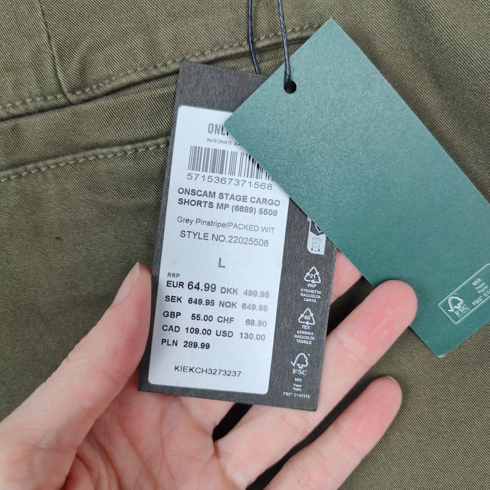 ONLY & SONS Only & Sons Onscam Stage Cargo Shorts Mens Large Olive Size US 34 / EU 50 - 6 Thumbnail