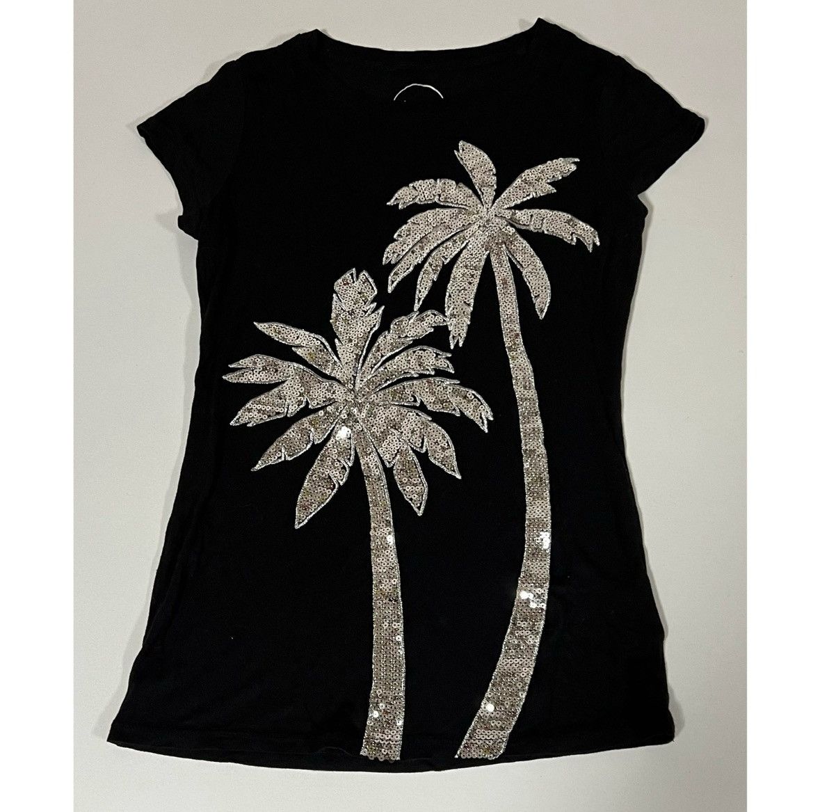 I.N.C INC Black Sequin Palm Tree T-Shirt Top Blouse Tee Size S 🌴 Size S / US 4 / IT 40 - 1 Thumbnail