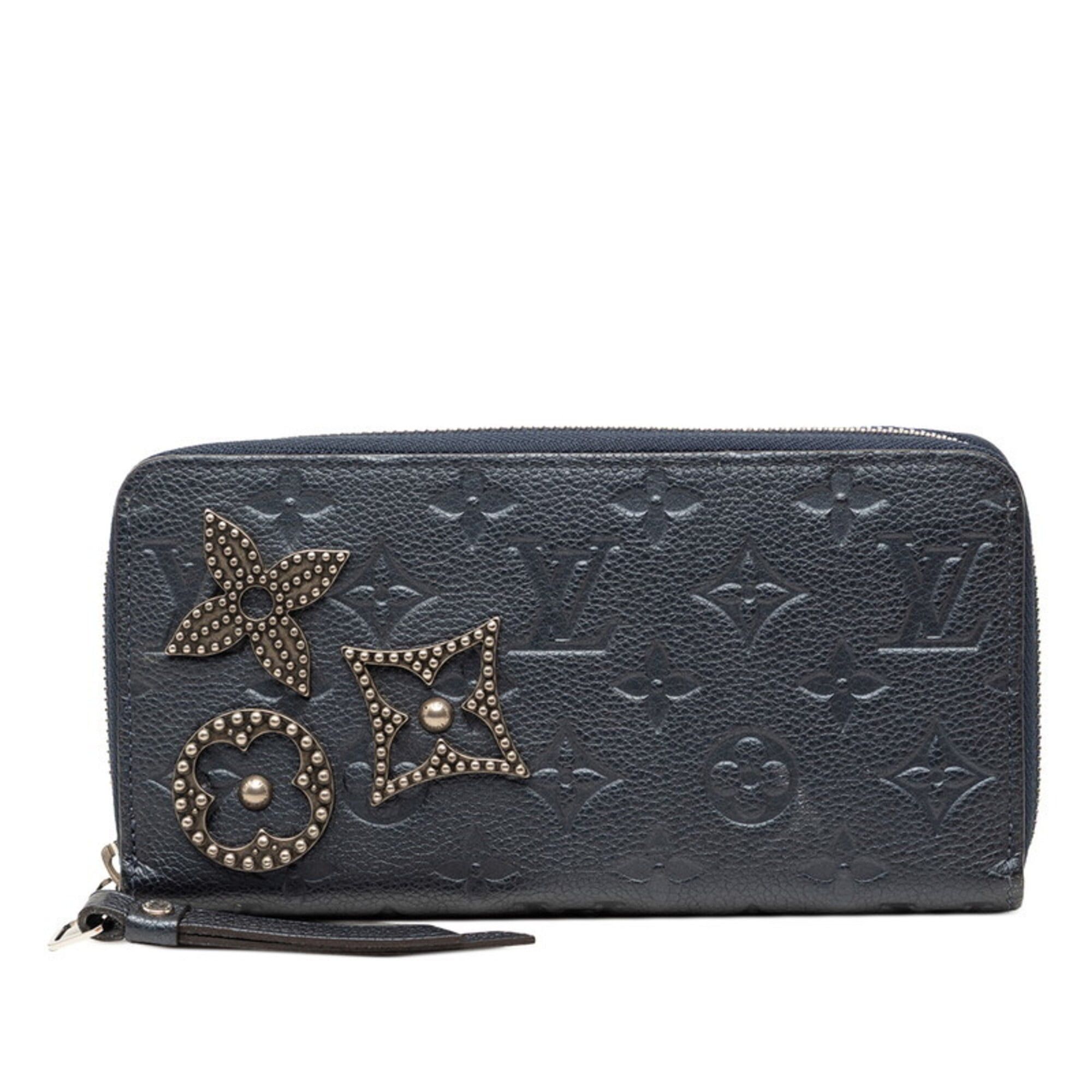 Louis Vuitton Louis Vuitton Monogram Empreinte Zippy Wallet Flower Stud Long M62069 Marine Metal Metallic Blue Leather Women's LOUIS VUITTON Size ONE SIZE - 1 Thumbnail