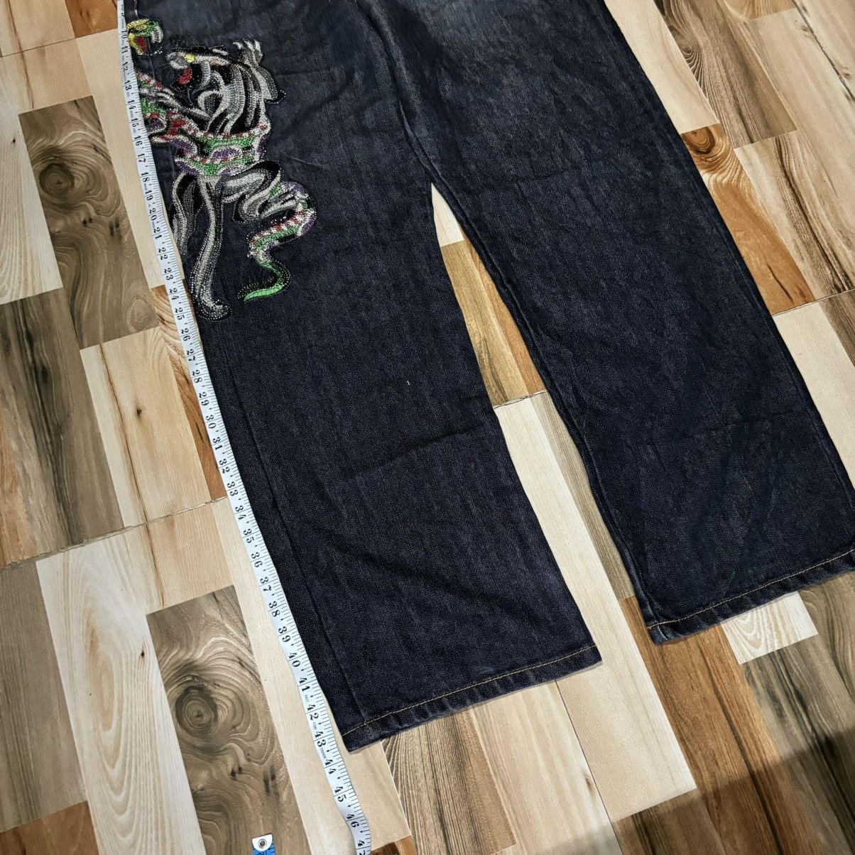 Christian Audigier × Ed Hardy Vintage 00s Edhardy Spell Out Tiger Leopard Jeans Size US 36 / EU 52 - 12 Thumbnail